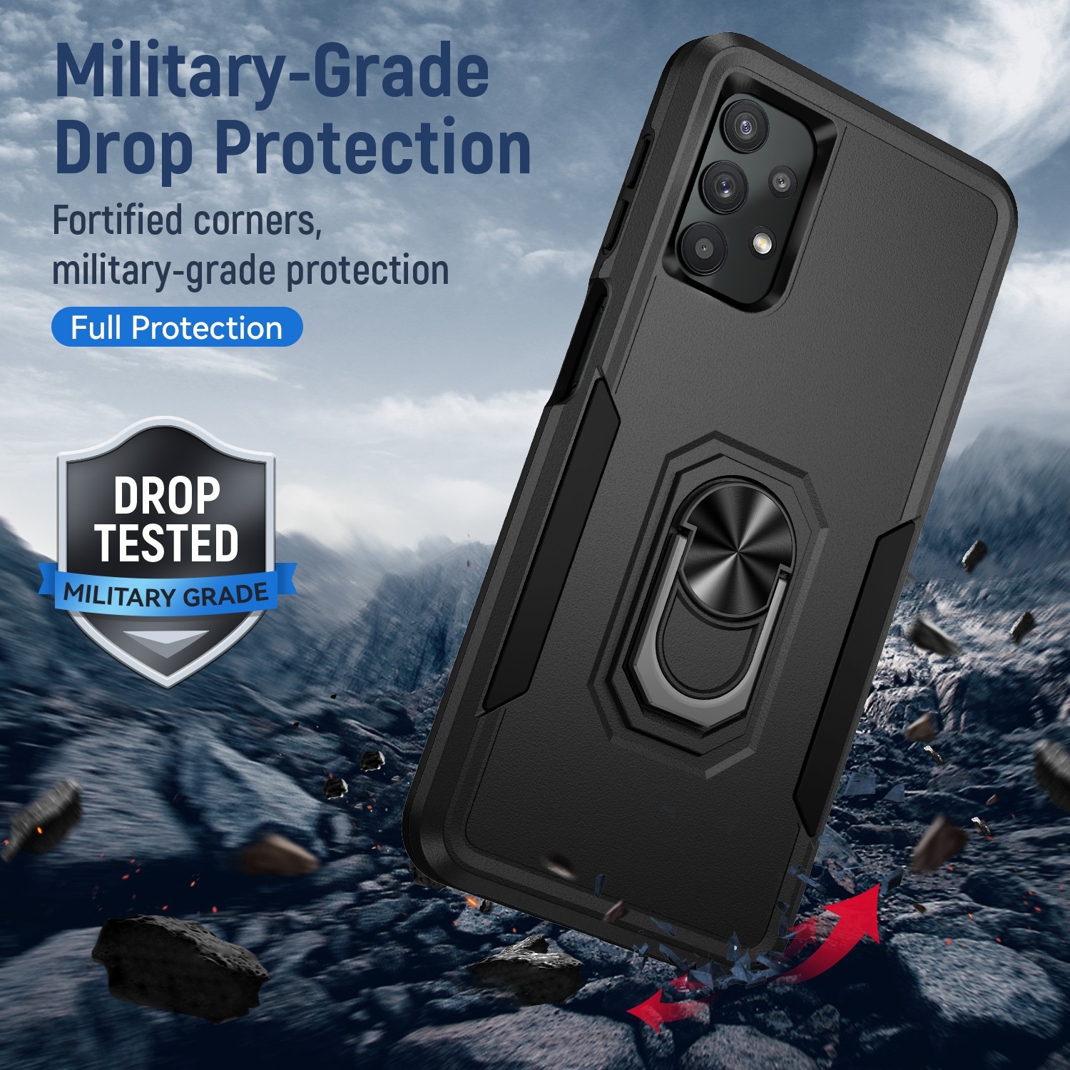 Forcell Samsung Galaxy A32 4G Pioneer Armor Holder Θήκη Σκληρή - Black