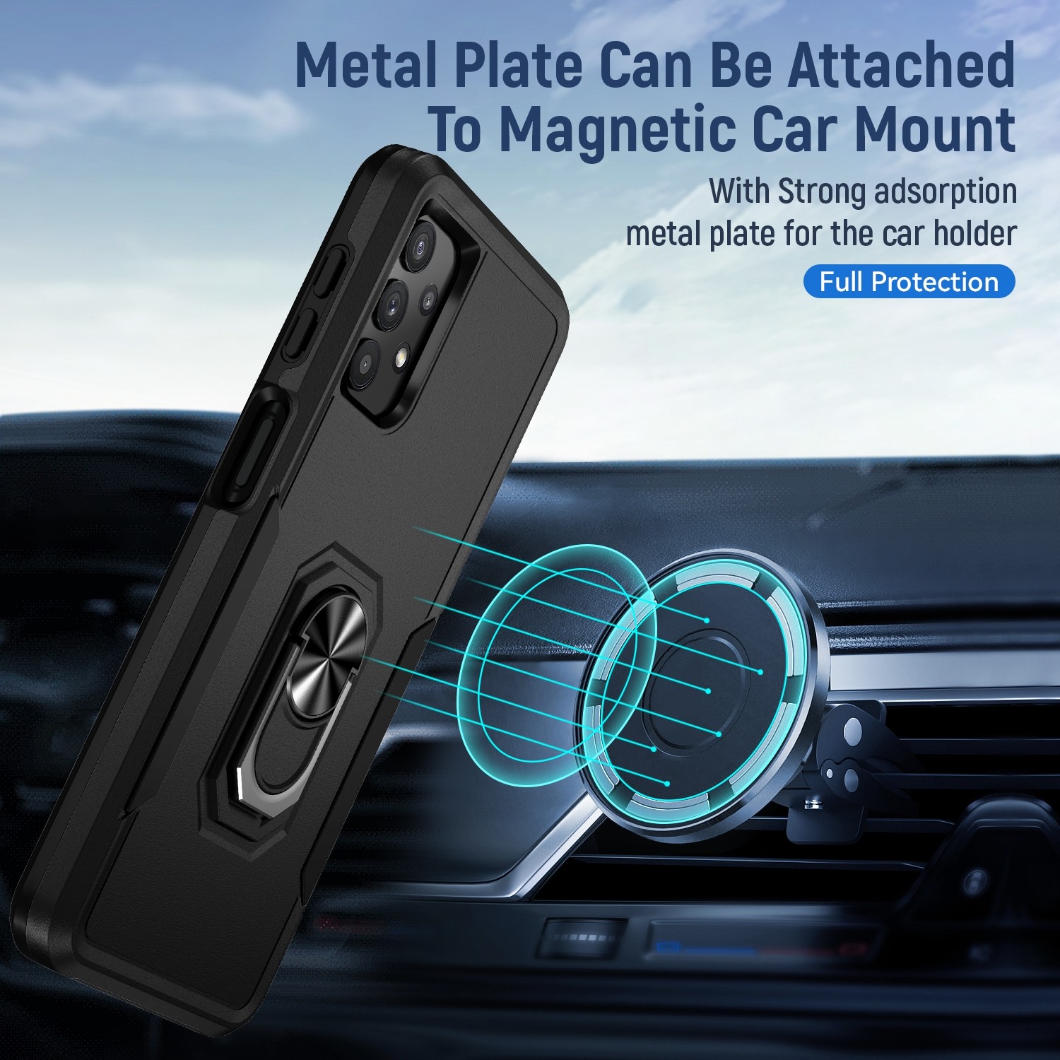 Forcell Samsung Galaxy A32 4G Pioneer Armor Holder Θήκη Σκληρή - Black