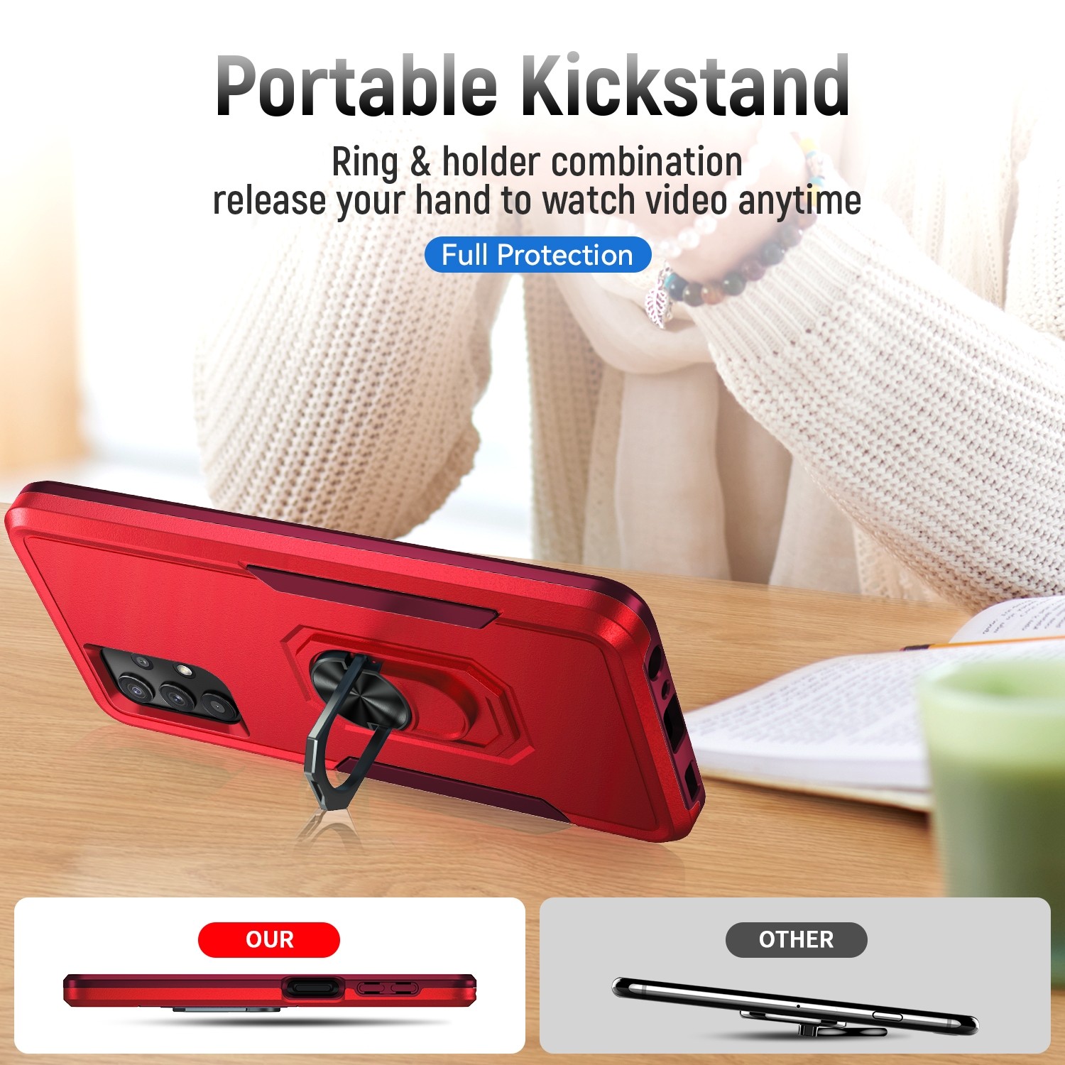 Forcell Samsung Galaxy A32 4G Pioneer Armor Holder Θήκη Σκληρή - Red