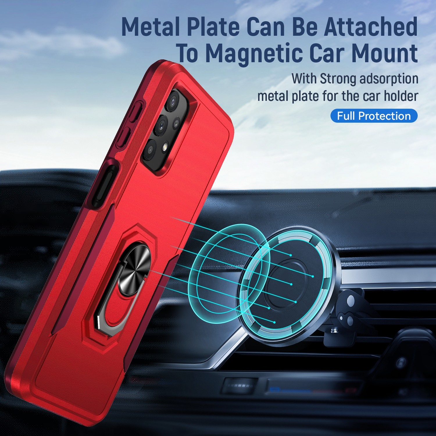 Forcell Samsung Galaxy A32 4G Pioneer Armor Holder Θήκη Σκληρή - Red