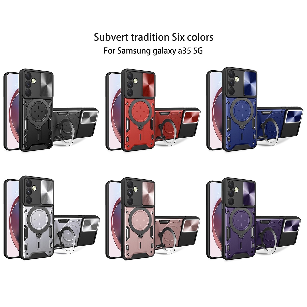 Forcell Samsung Galaxy A35 5G Sliding Camshield Magnetic Holder Θήκη Σκληρή - Pink