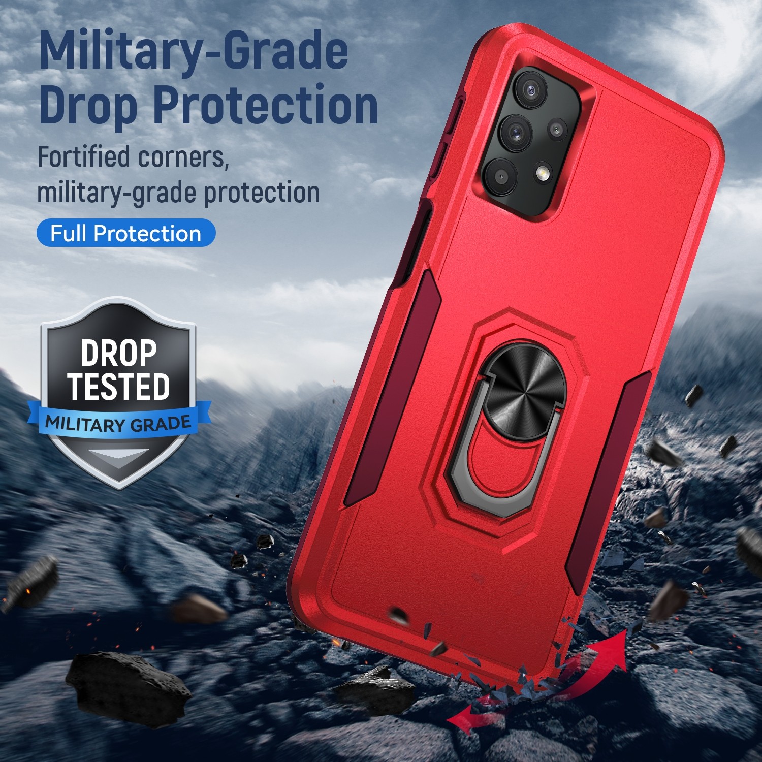 Forcell Samsung Galaxy A32 4G Pioneer Armor Holder Θήκη Σκληρή - Red