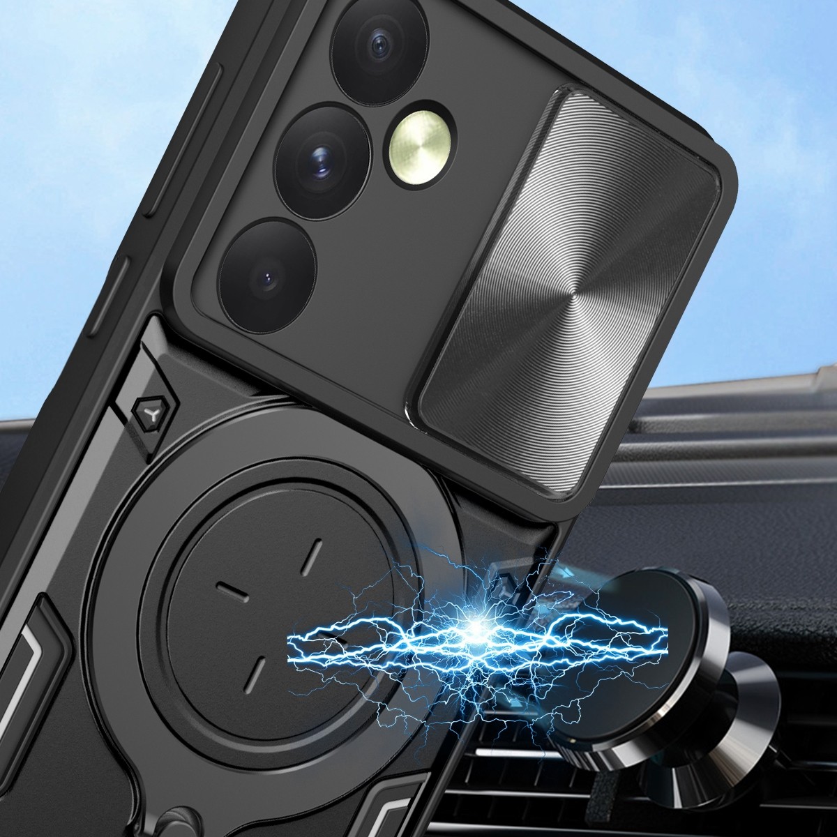 Forcell Samsung Galaxy A35 5G Sliding Camshield Magnetic Holder Θήκη Σκληρή - Black