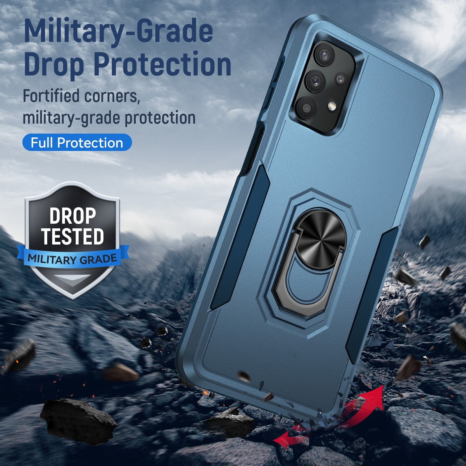 Forcell Samsung Galaxy A32 5G Pioneer Armor Holder Θήκη Σκληρή - Blue