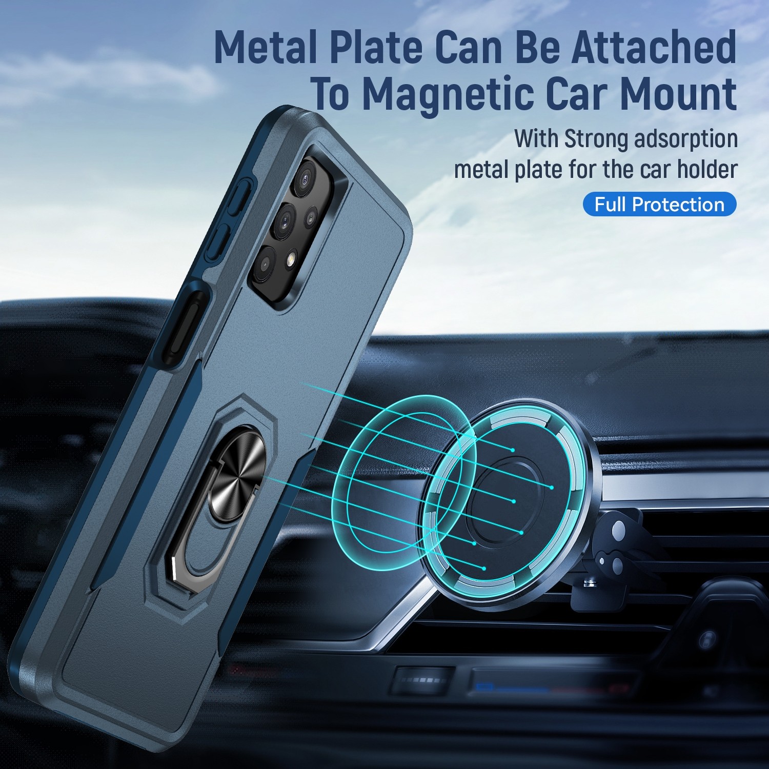 Forcell Samsung Galaxy A32 5G Pioneer Armor Holder Θήκη Σκληρή - Blue