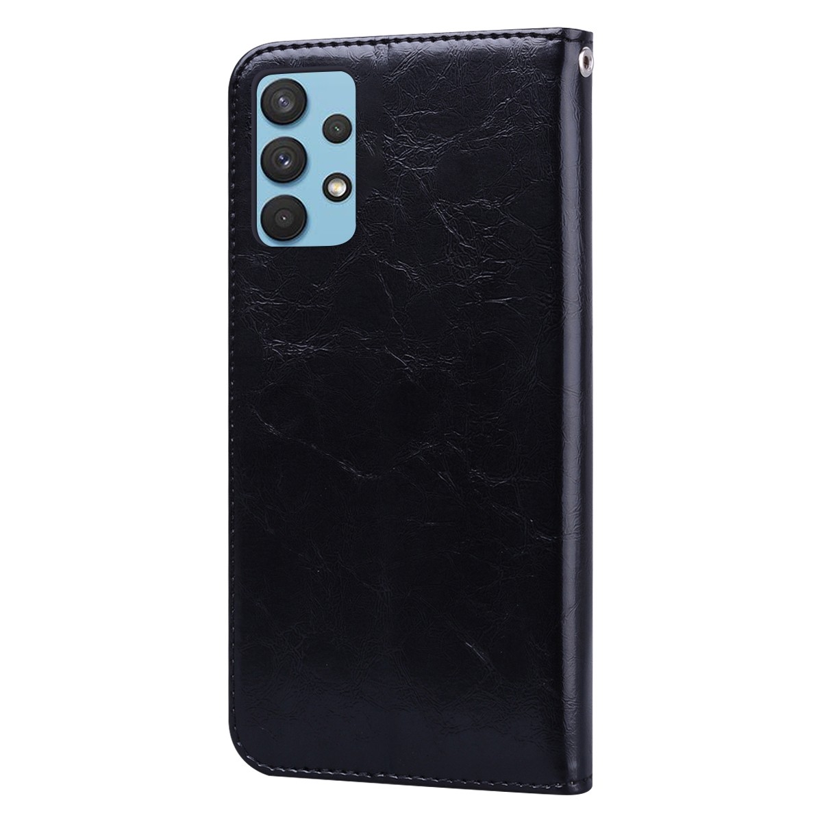 Tel1 Samsung Galaxy A32 4G Oil Wax Texture Horizontal Flip Θήκη Βιβλίο - Black