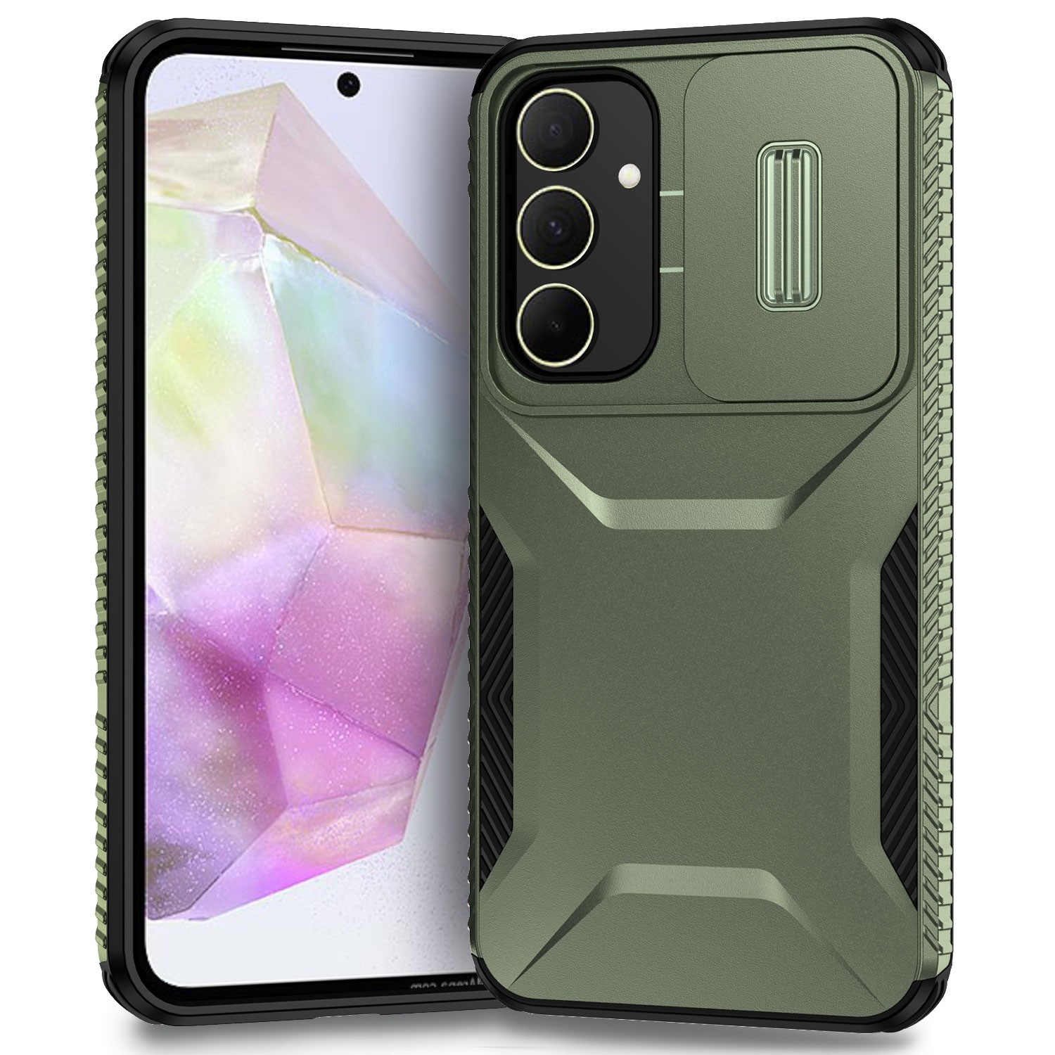 Forcell Samsung Galaxy A35 5G Sliding Camshield Θήκη Σκληρή - Green