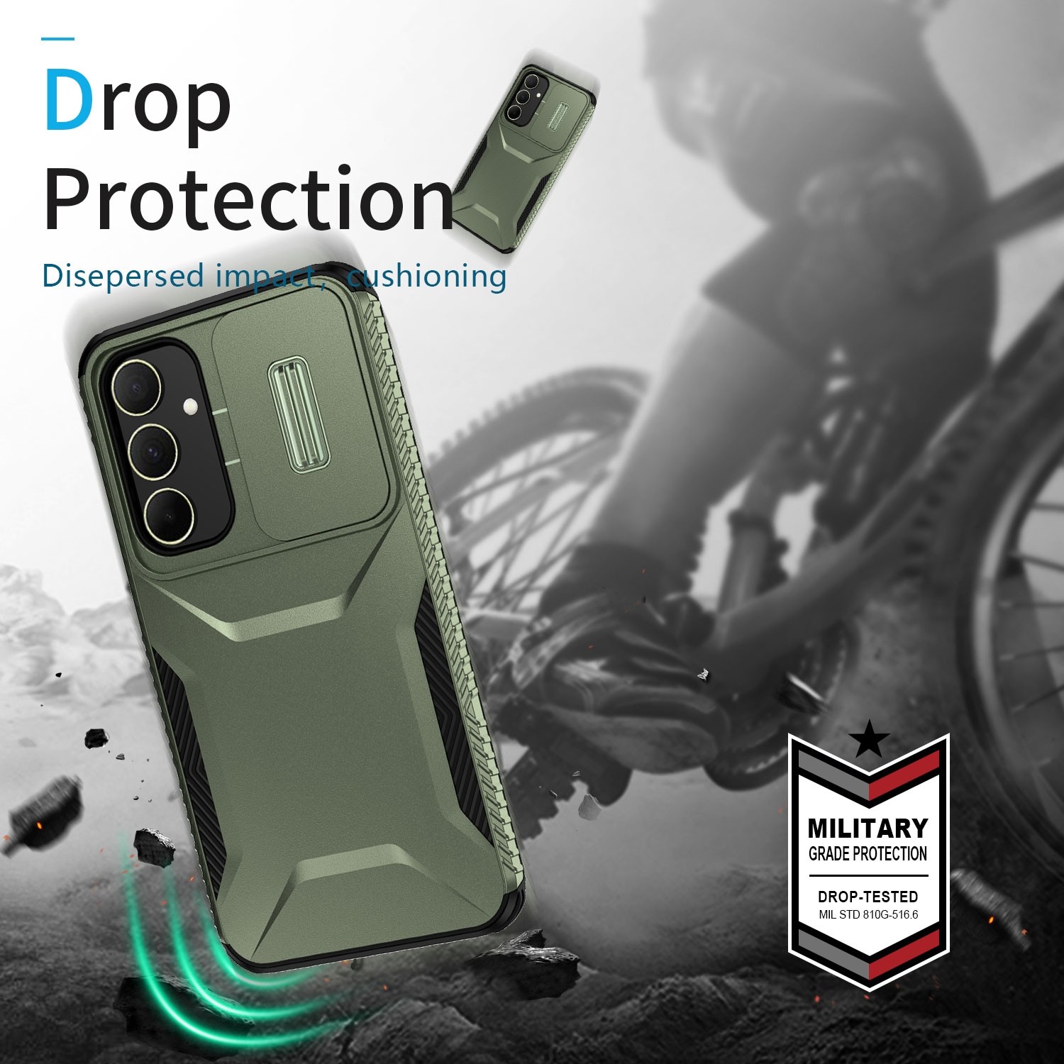 Forcell Samsung Galaxy A35 5G Sliding Camshield Θήκη Σκληρή - Green