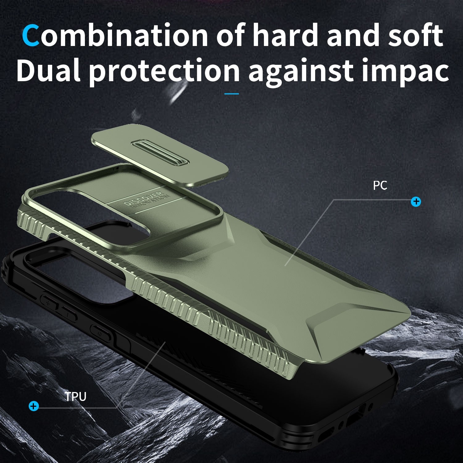 Forcell Samsung Galaxy A35 5G Sliding Camshield Θήκη Σκληρή - Green