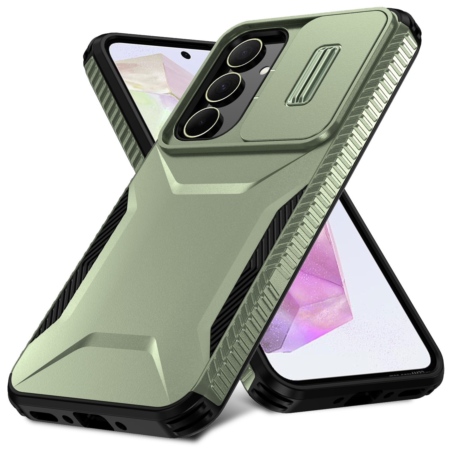 Forcell Samsung Galaxy A35 5G Sliding Camshield Θήκη Σκληρή - Green