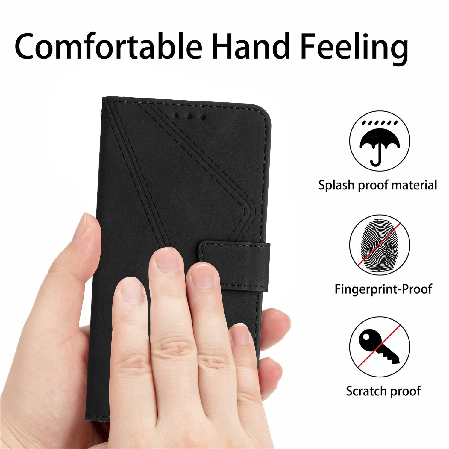 Tel1 TCL 40 NxtPaper 4G / TCL 50 SE Stitching Embossed Θήκη Βιβλίο - Black