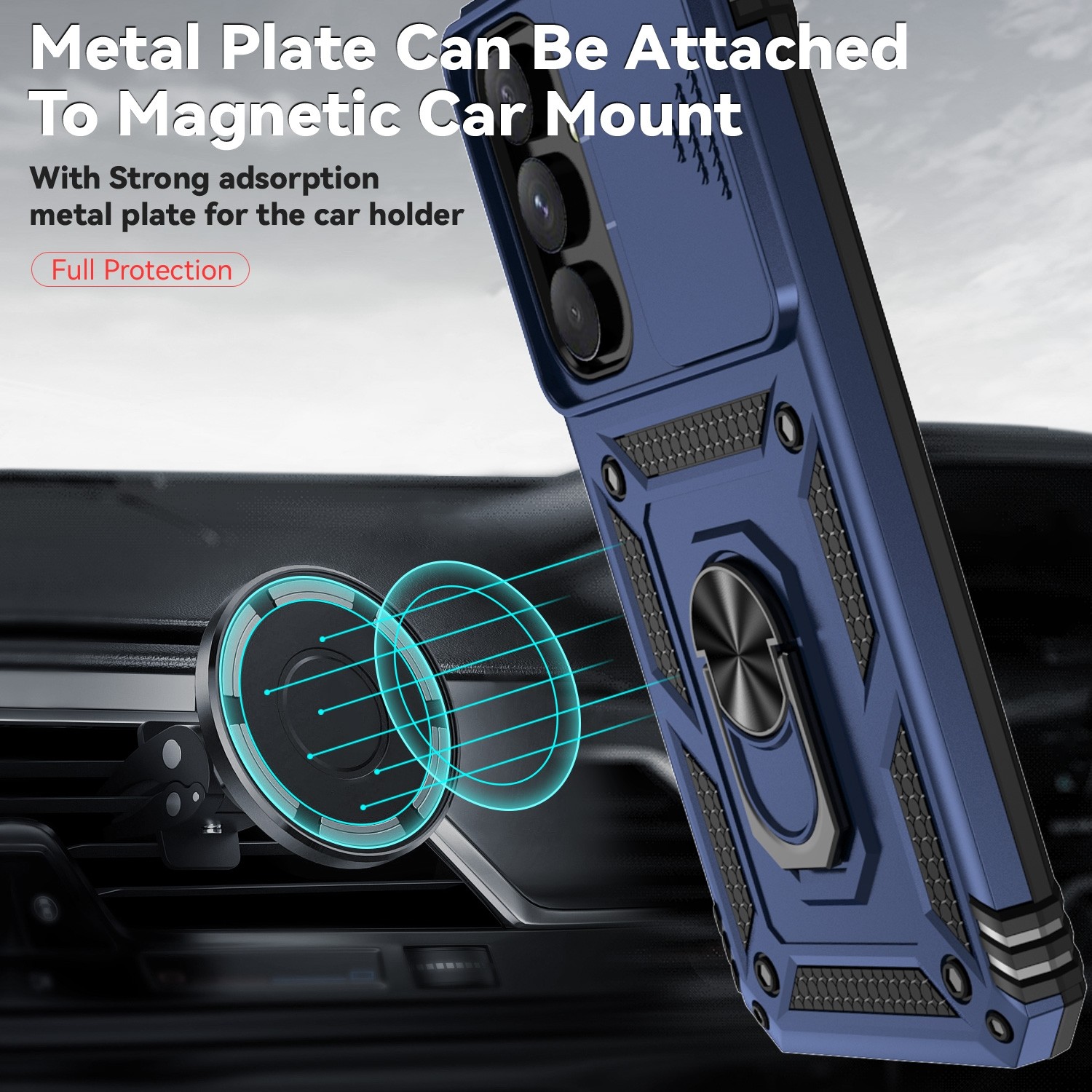 Forcell Samsung Galaxy A55 5G / A35 5G Sliding Camshield Holder Θήκη Σκληρή - Blue