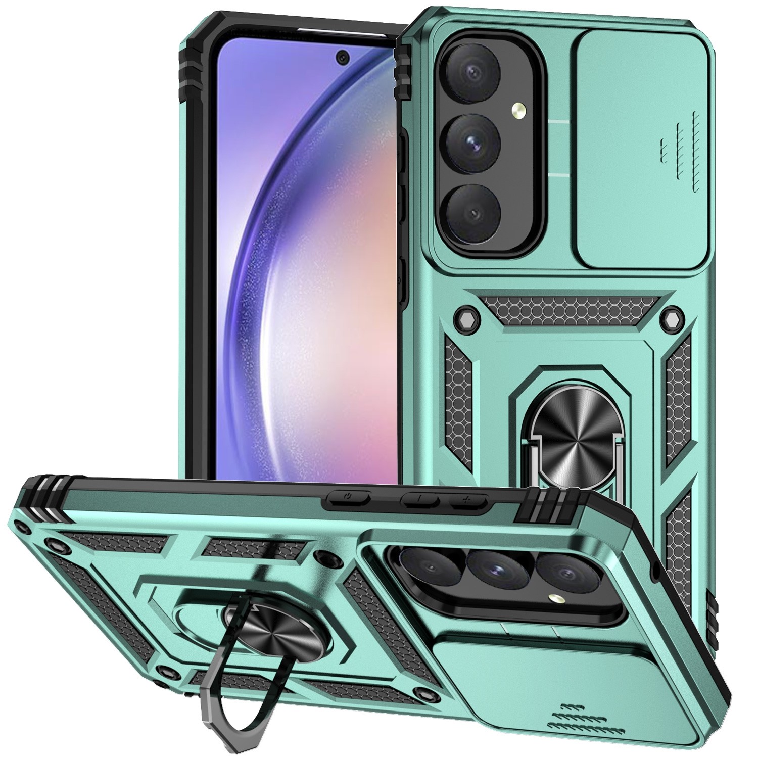 Forcell Samsung Galaxy A55 5G / A35 5G Sliding Camshield Holder Θήκη Σκληρή - Green