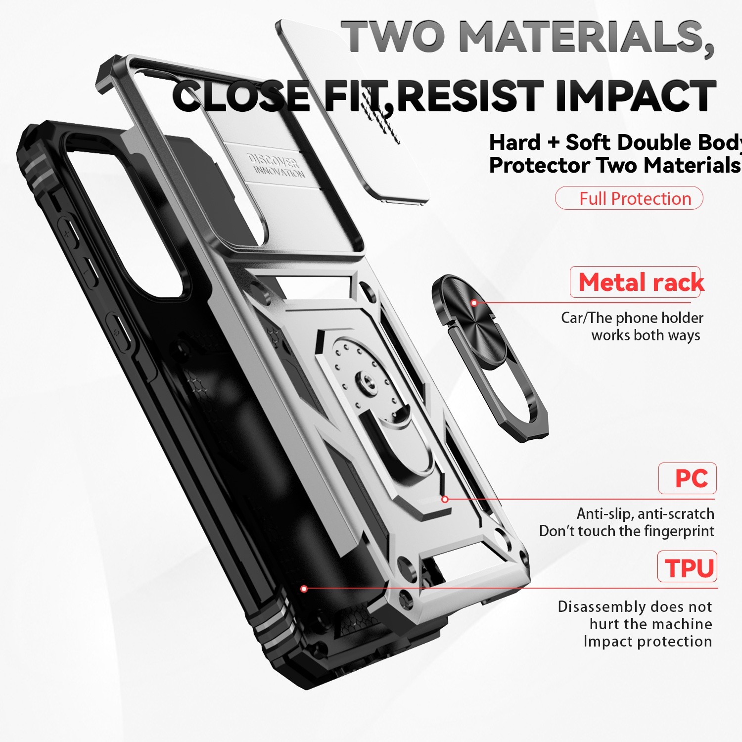 Forcell Samsung Galaxy A55 5G / A35 5G Sliding Camshield Holder Θήκη Σκληρή - Silver
