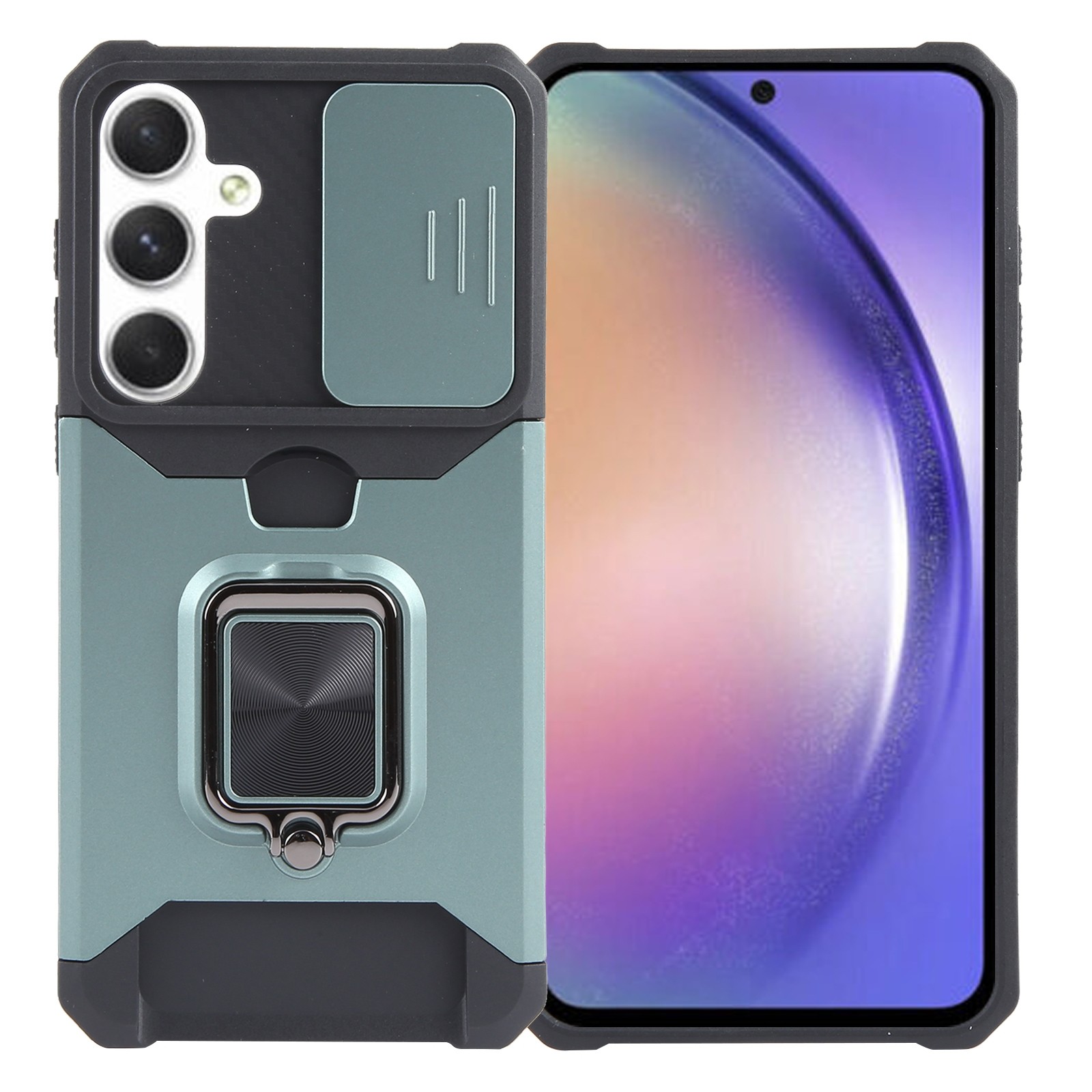 Forcell Samsung Galaxy A55 5G Camera Shield & Stand Θήκη Σκληρή - Green
