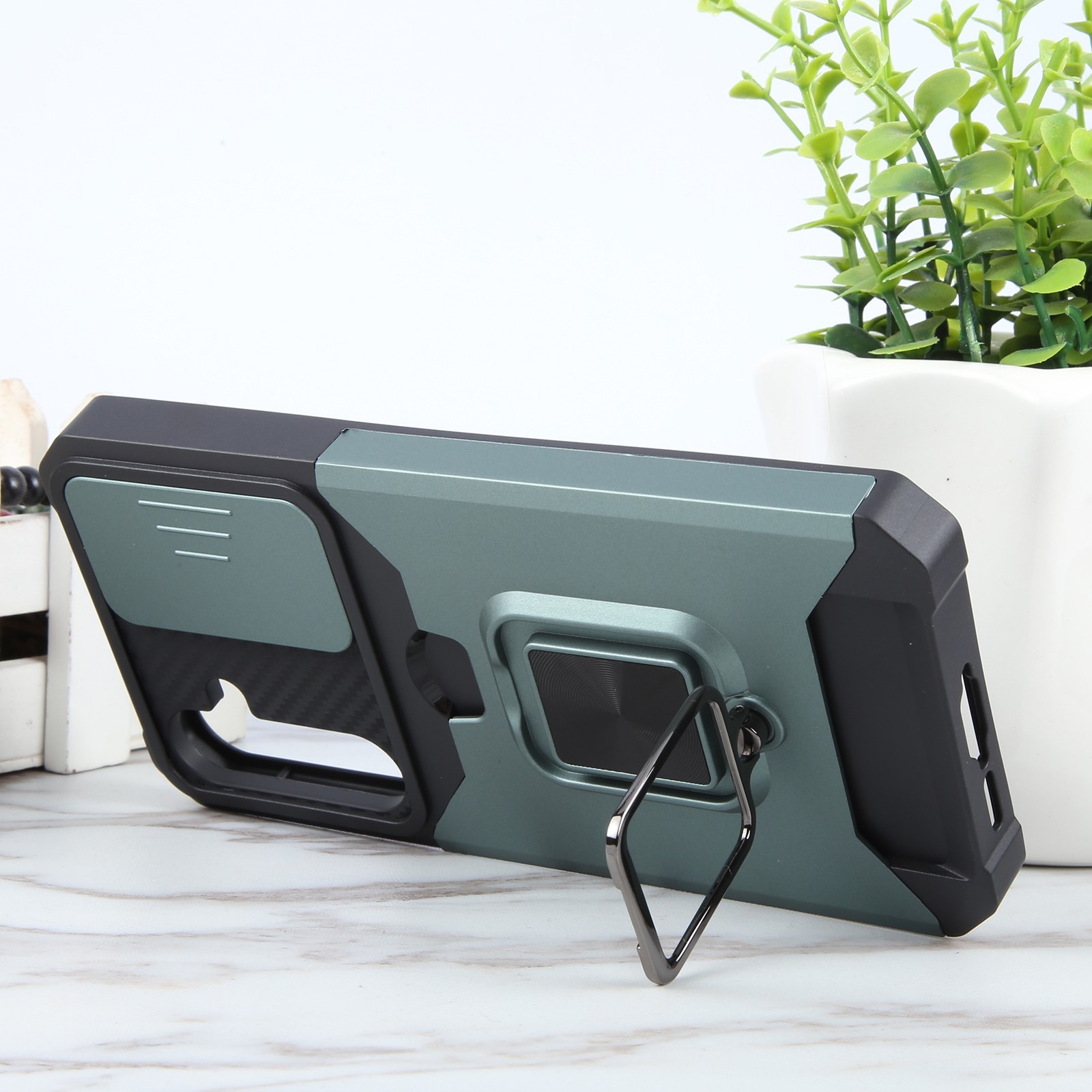 Forcell Samsung Galaxy A55 5G Camera Shield & Stand Θήκη Σκληρή - Green