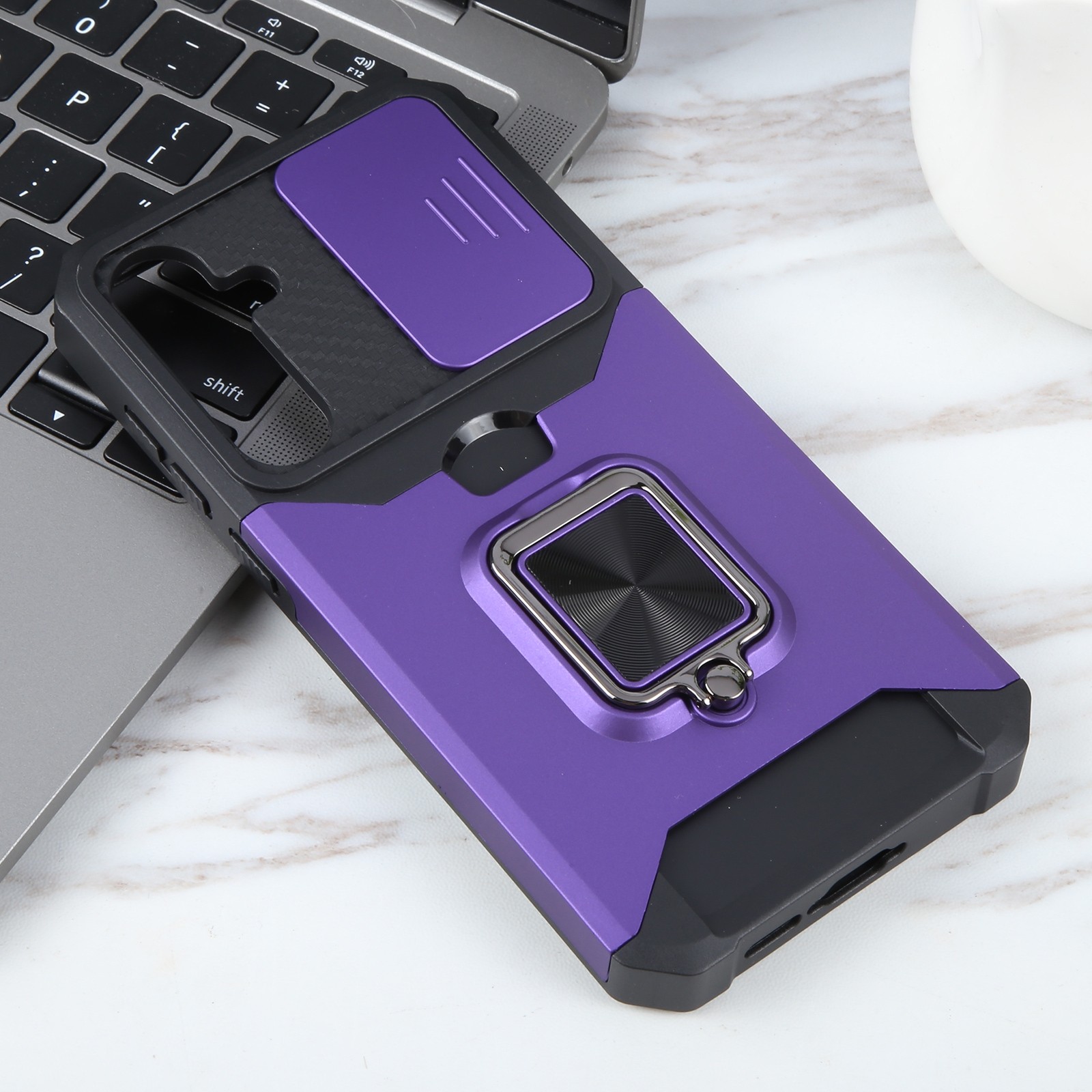 Forcell Samsung Galaxy A55 5G Camera Shield & Stand Θήκη Σκληρή - Purple