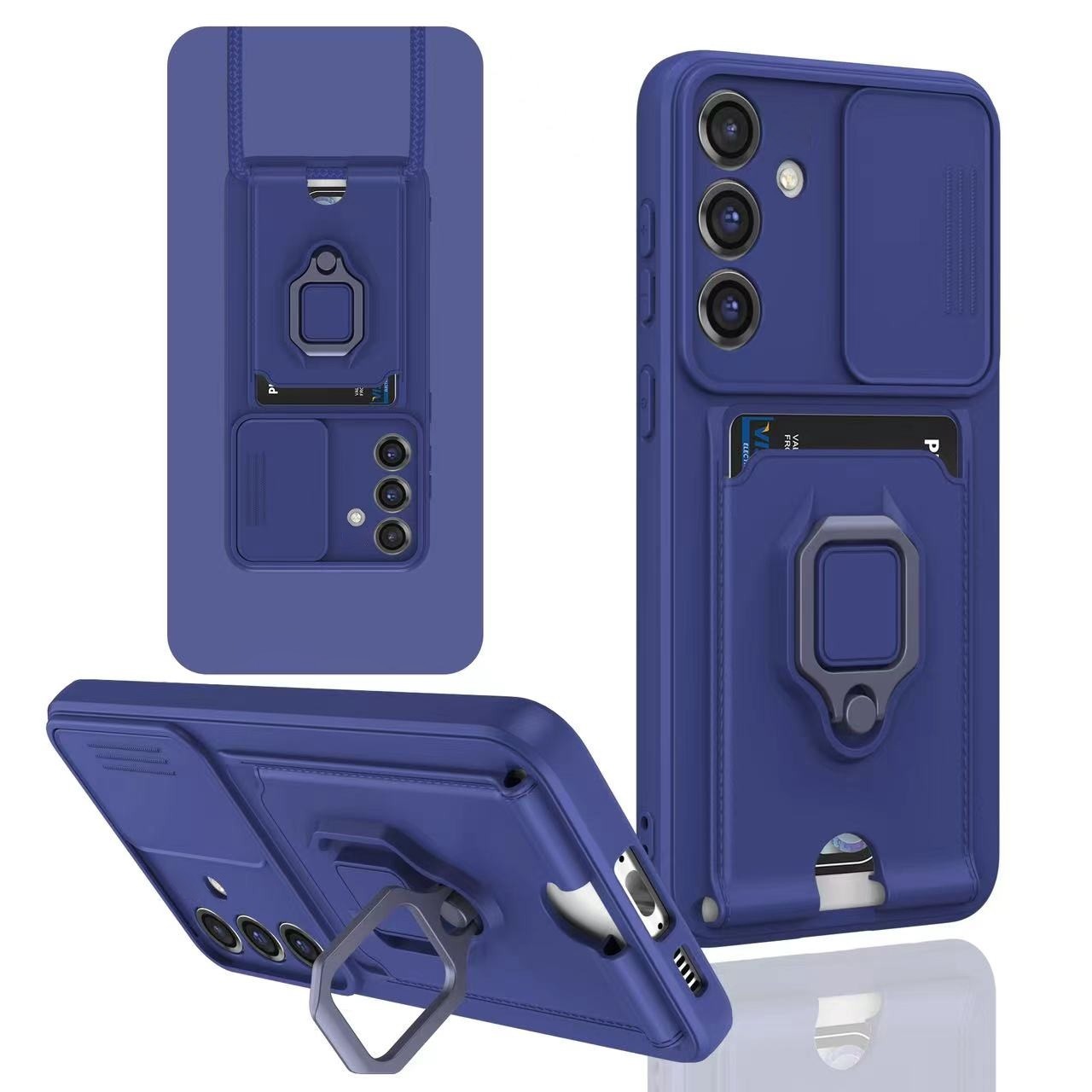 Forcell Samsung Galaxy A54 5G Sliding Camshield Holder Θήκη Σιλικόνης - Blue