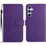 Tel1 Samsung Galaxy A55 5G Rhombic Grid Texture Θήκη Βιβλίο - Purple
