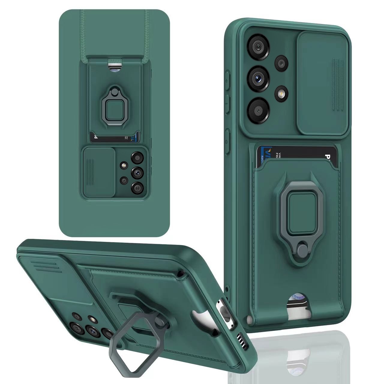 Forcell Samsung Galaxy A53 5G Sliding Camshield Holder Θήκη Σκληρή - Green