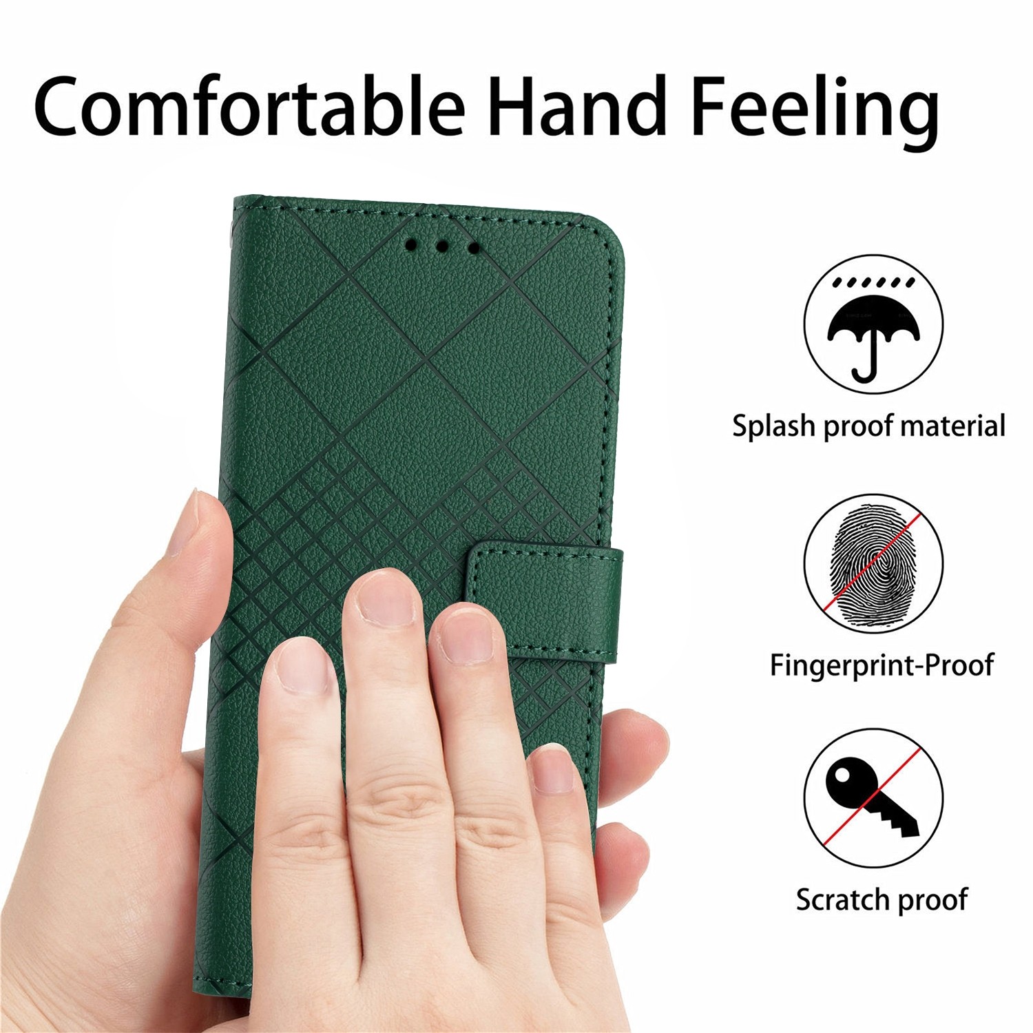 Tel1 Samsung Galaxy A54 5G Rhombic Grid Texture Θήκη Βιβλίο - Green