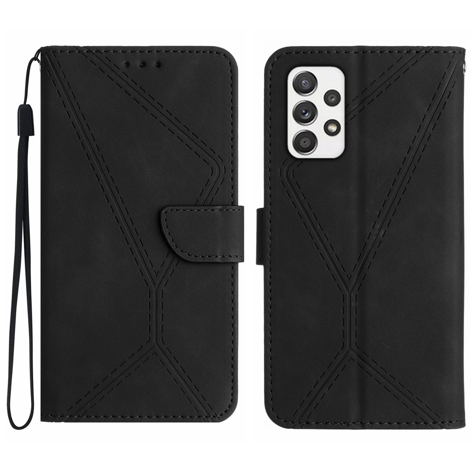 Tel1 Samsung Galaxy A53 5G Stitching Embossed Θήκη Βιβλίο - Black