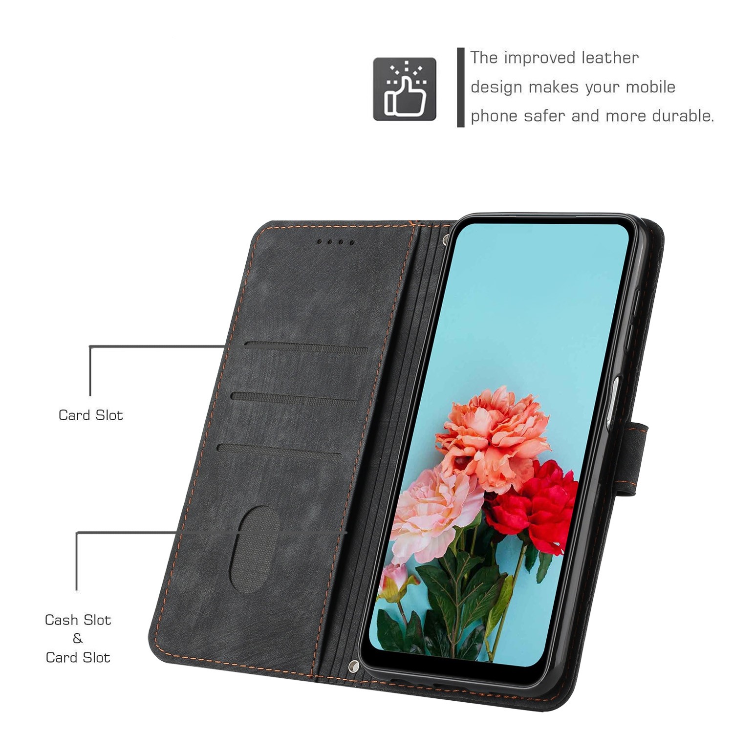 Tel1 Samsung Galaxy A53 5G Skin Feel Stripe Pattern Θήκη Βιβλίο - Black