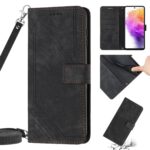 Tel1 Samsung Galaxy A53 5G Skin Feel Stripe Pattern Θήκη Βιβλίο - Black