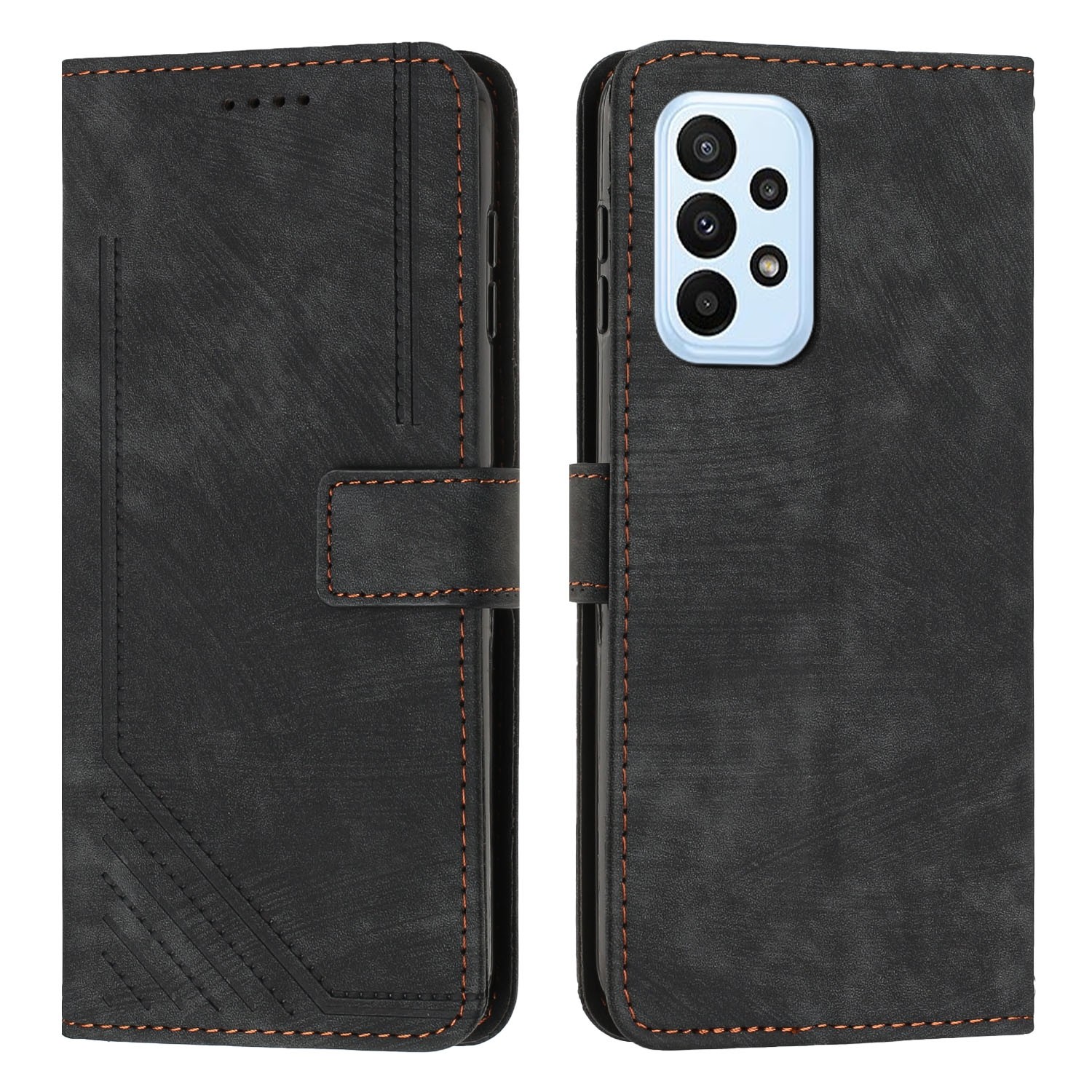 Tel1 Samsung Galaxy A53 5G Skin Feel Stripe Pattern Θήκη Βιβλίο - Black