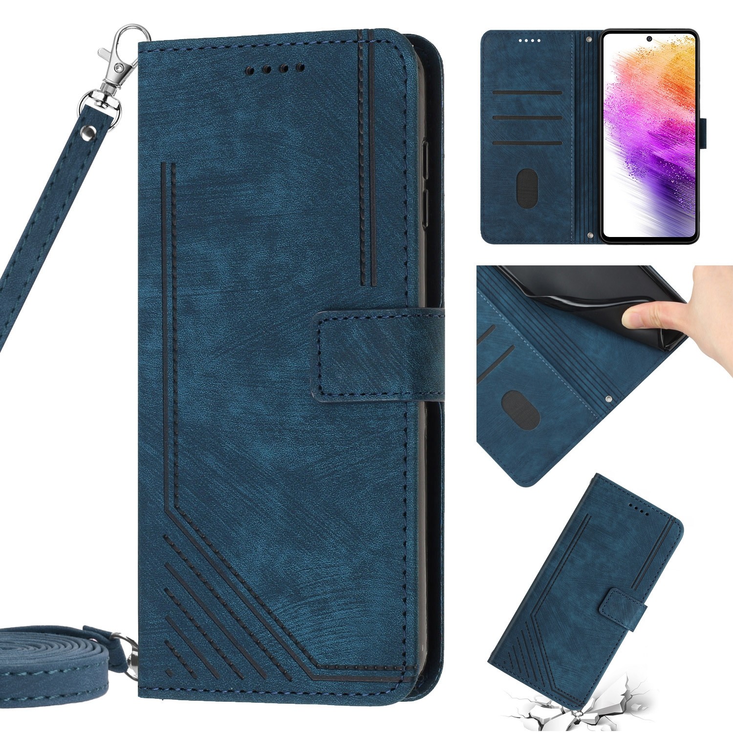 Tel1 Samsung Galaxy A53 5G Skin Feel Stripe Pattern Θήκη Βιβλίο - Blue