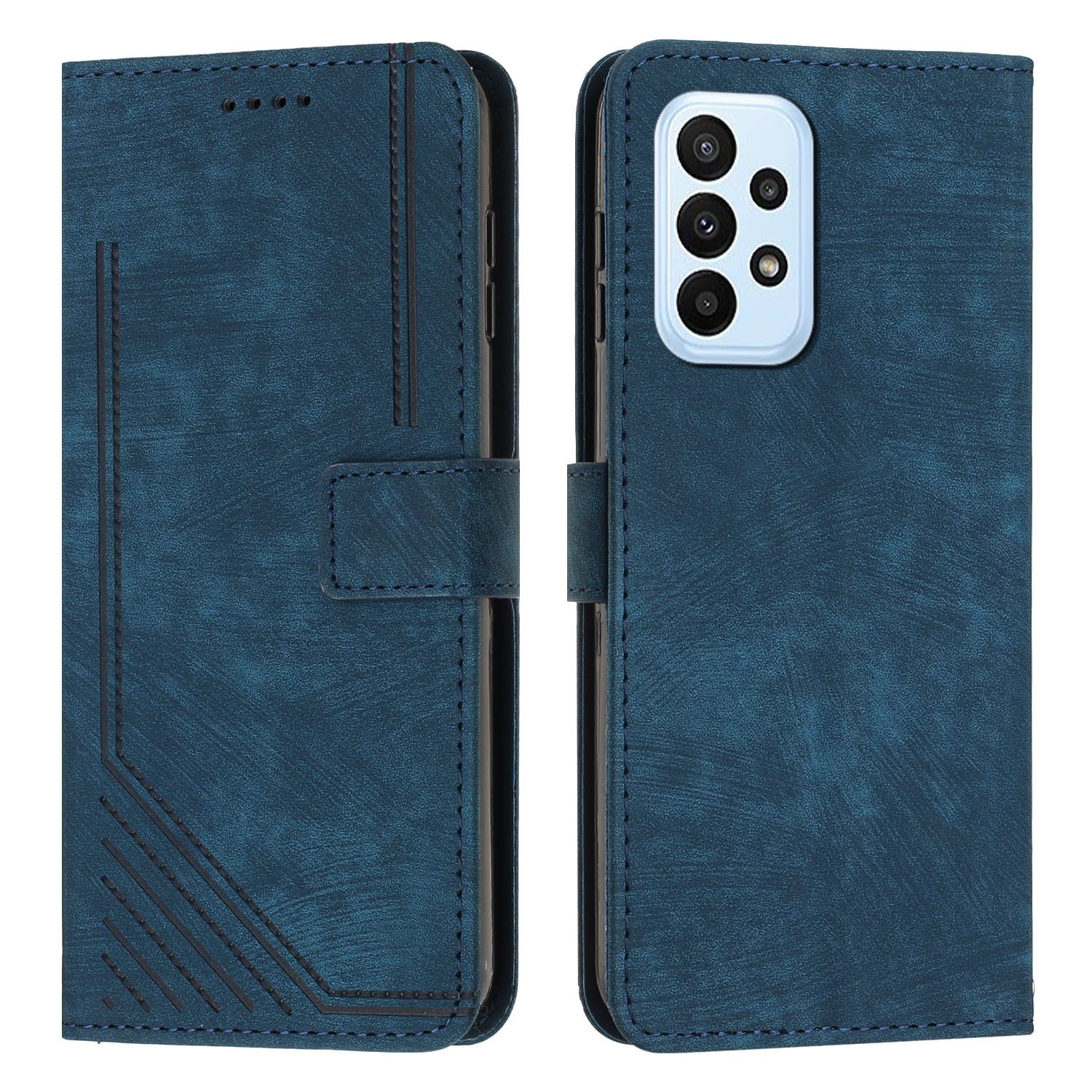 Tel1 Samsung Galaxy A53 5G Skin Feel Stripe Pattern Θήκη Βιβλίο - Blue
