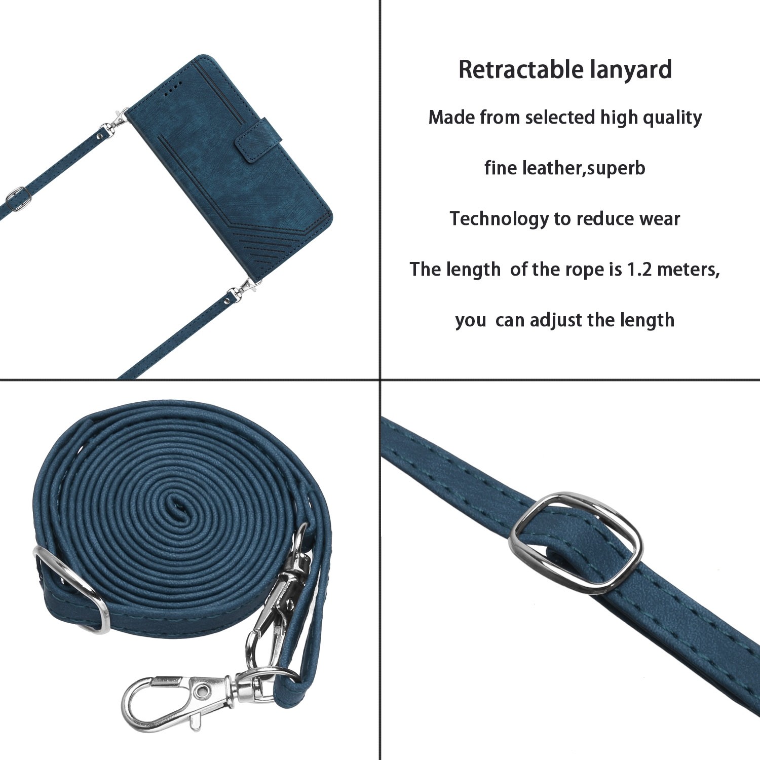 Tel1 Samsung Galaxy A54 5G Skin Feel Stripe Pattern with Lanyard Θήκη Βιβλίο - Blue