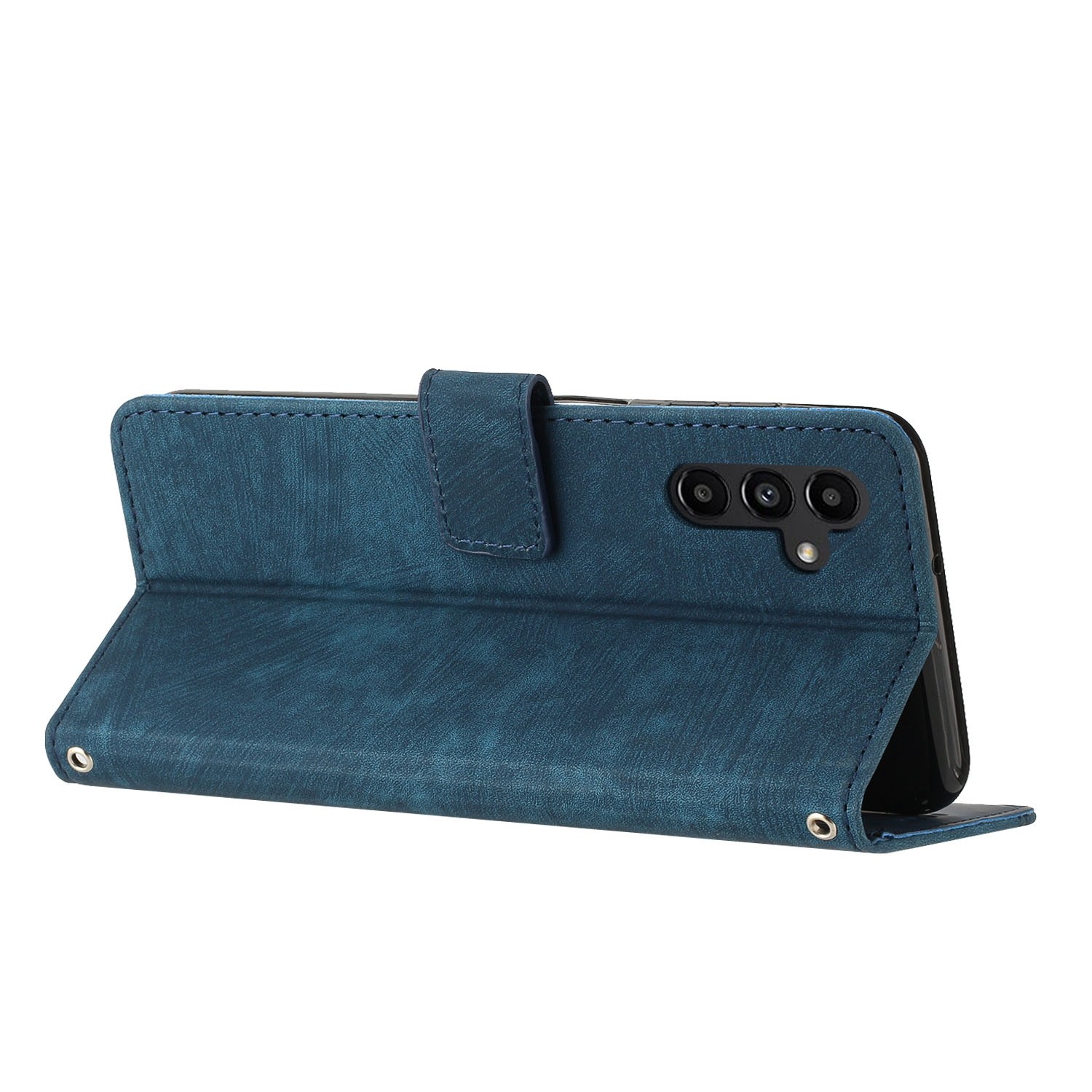 Tel1 Samsung Galaxy A54 5G Skin Feel Stripe Pattern with Lanyard Θήκη Βιβλίο - Blue
