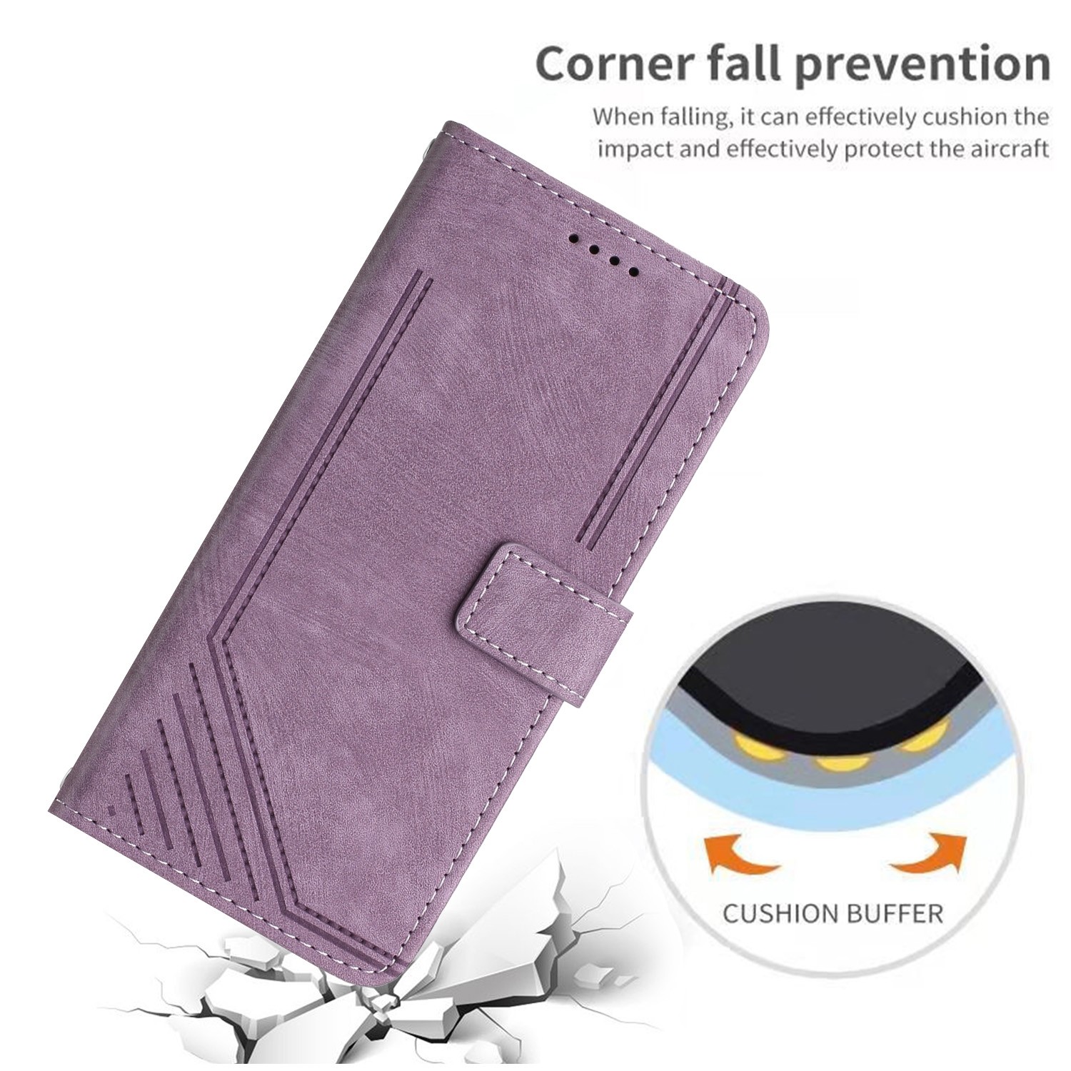 Tel1 Samsung Galaxy A54 5G Skin Feel Stripe Pattern with Lanyard Θήκη Βιβλίο - Purple