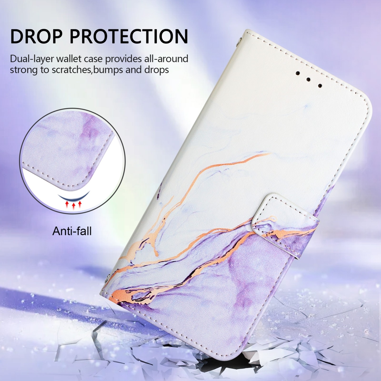 Tel1 TCL 306 / 305 / 30 SE / 30 E Marble Pattern Θήκη Βιβλίο - Purple