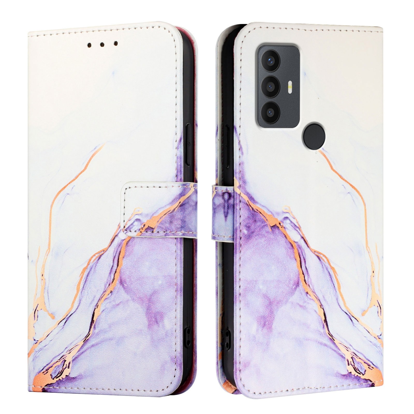 Tel1 TCL 306 / 305 / 30 SE / 30 E Marble Pattern Θήκη Βιβλίο - Purple