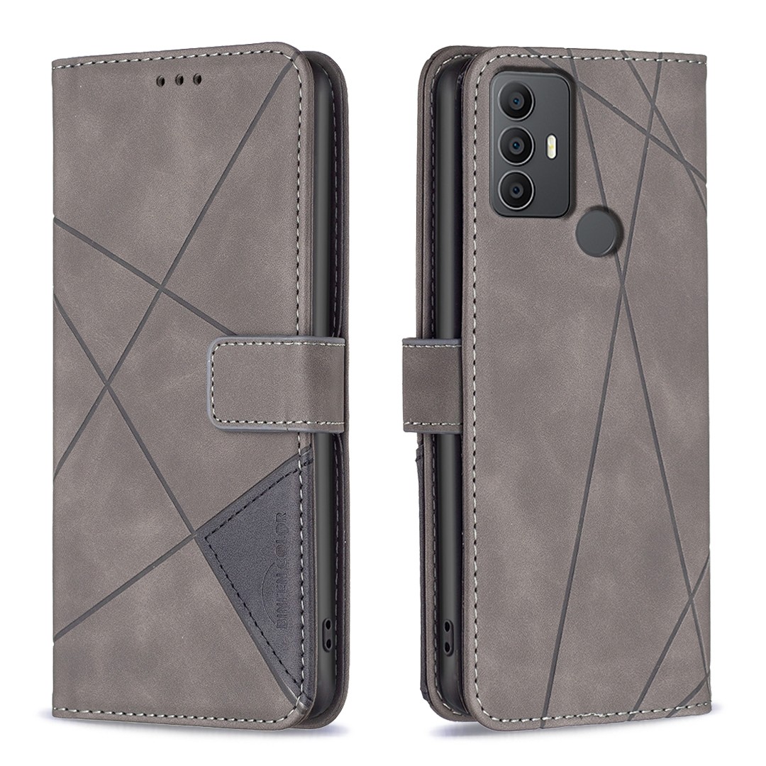 Binfen Color TCL 306 / 305 / 30 SE / 30 E Magnetic Buckle Rhombus Θήκη Βιβλίο - Grey
