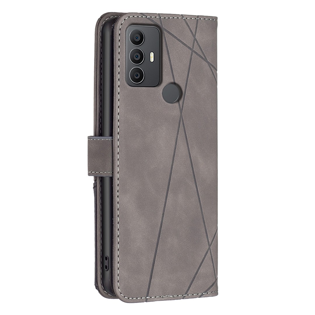 Binfen Color TCL 306 / 305 / 30 SE / 30 E Magnetic Buckle Rhombus Θήκη Βιβλίο - Grey