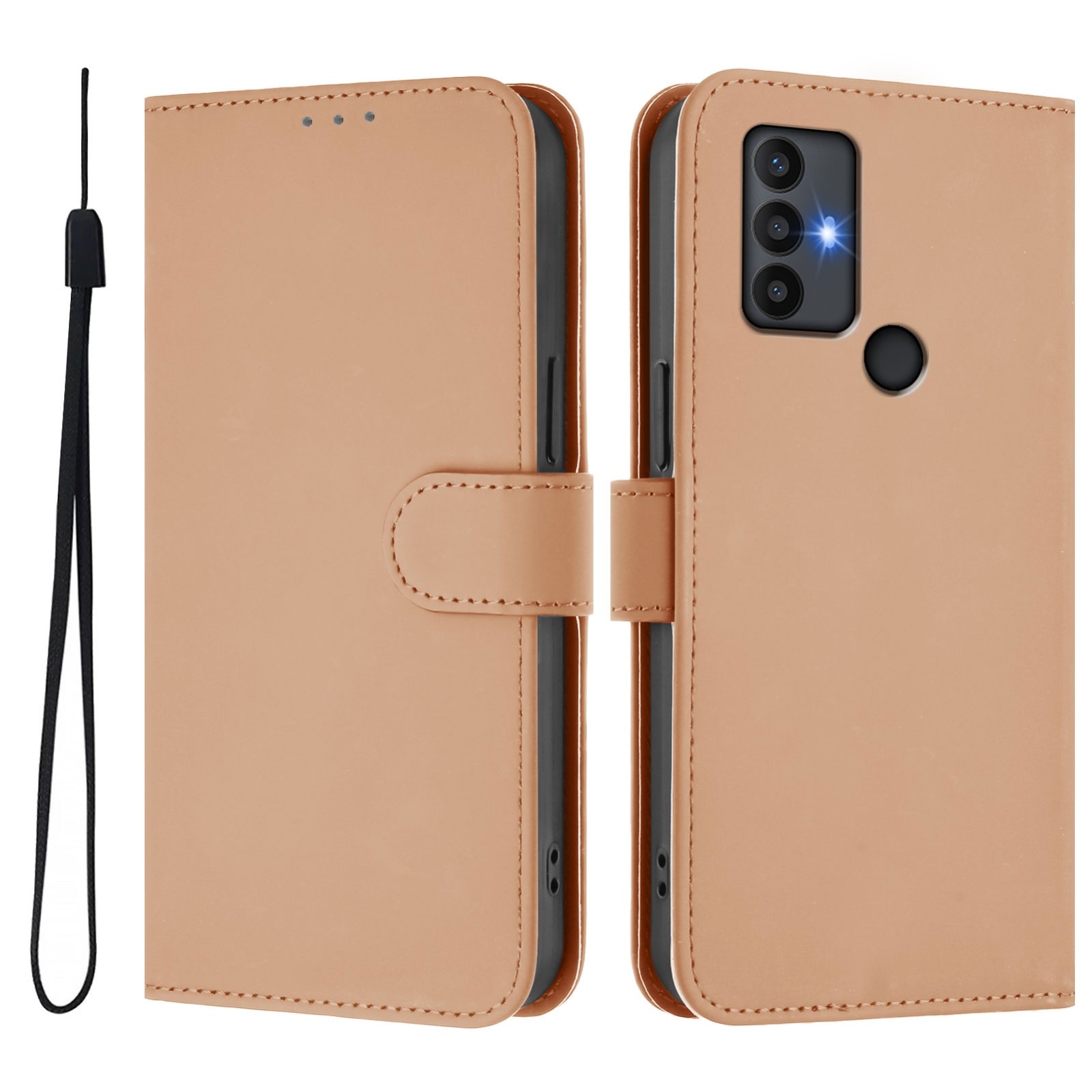 Tel1 TCL 306 / 305 / 30 SE / 30 E Skin Feel Solid Color Θήκη Βιβλίο - Nude