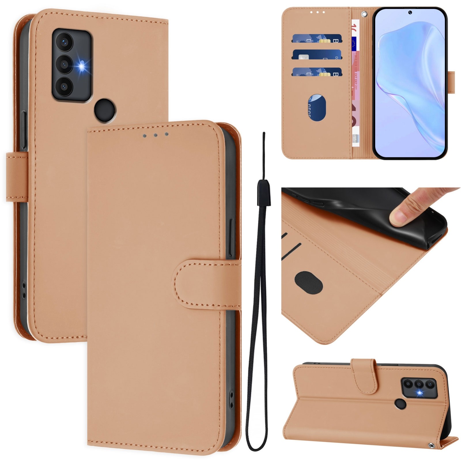 Tel1 TCL 306 / 305 / 30 SE / 30 E Skin Feel Solid Color Θήκη Βιβλίο - Nude