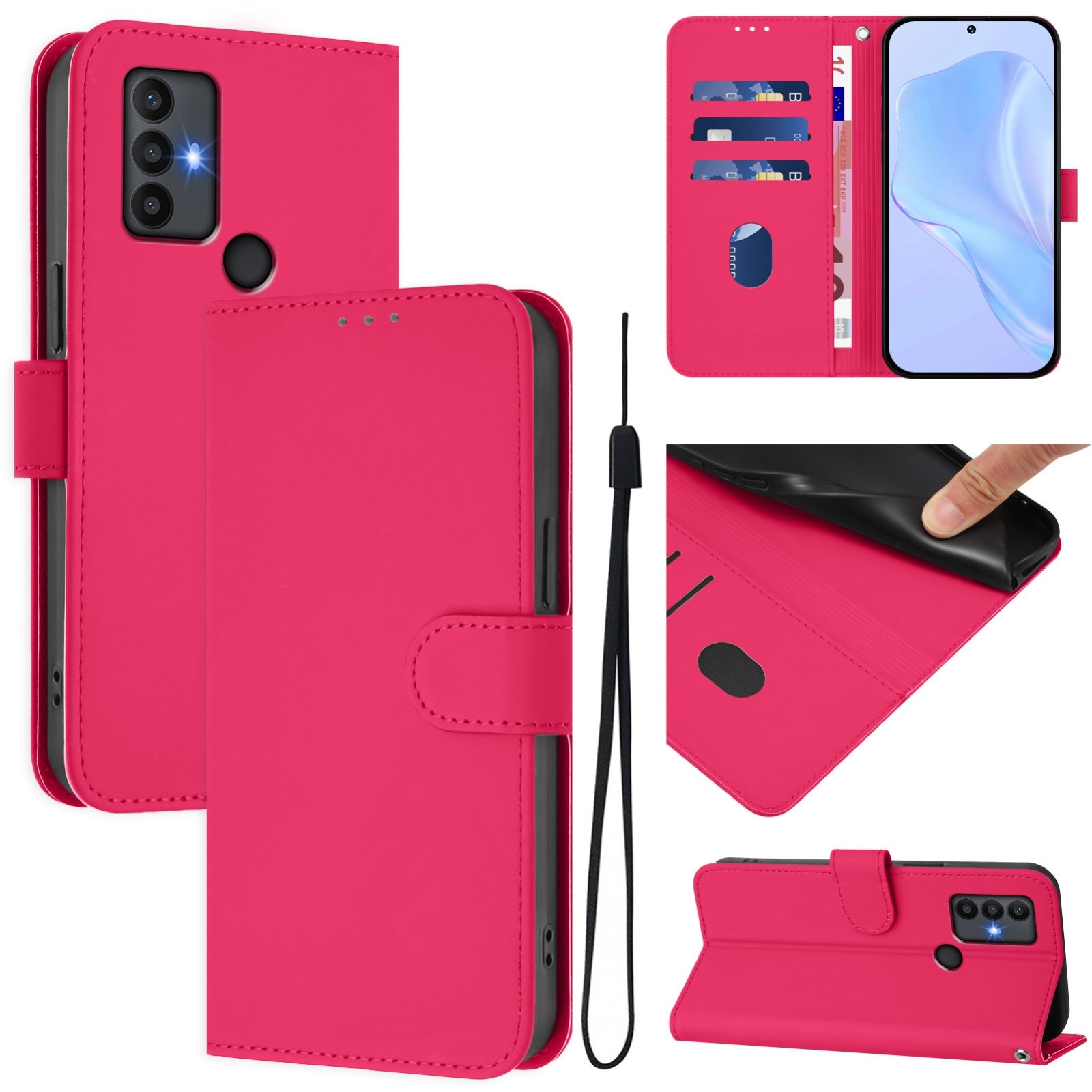 Tel1 TCL 306 / 305 / 30 SE / 30 E Skin Feel Solid Color Θήκη Βιβλίο - Rose Red