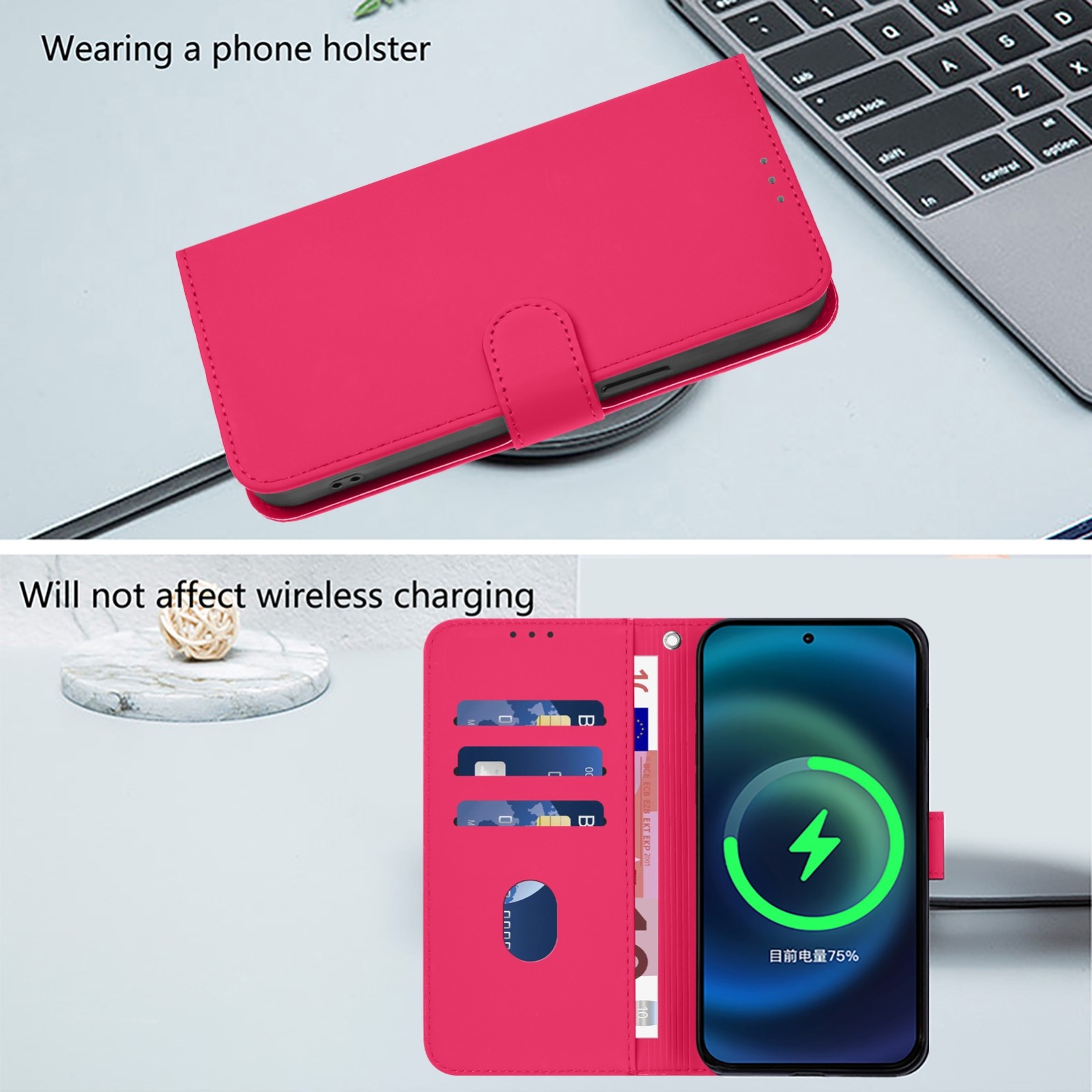 Tel1 TCL 306 / 305 / 30 SE / 30 E Skin Feel Solid Color Θήκη Βιβλίο - Rose Red