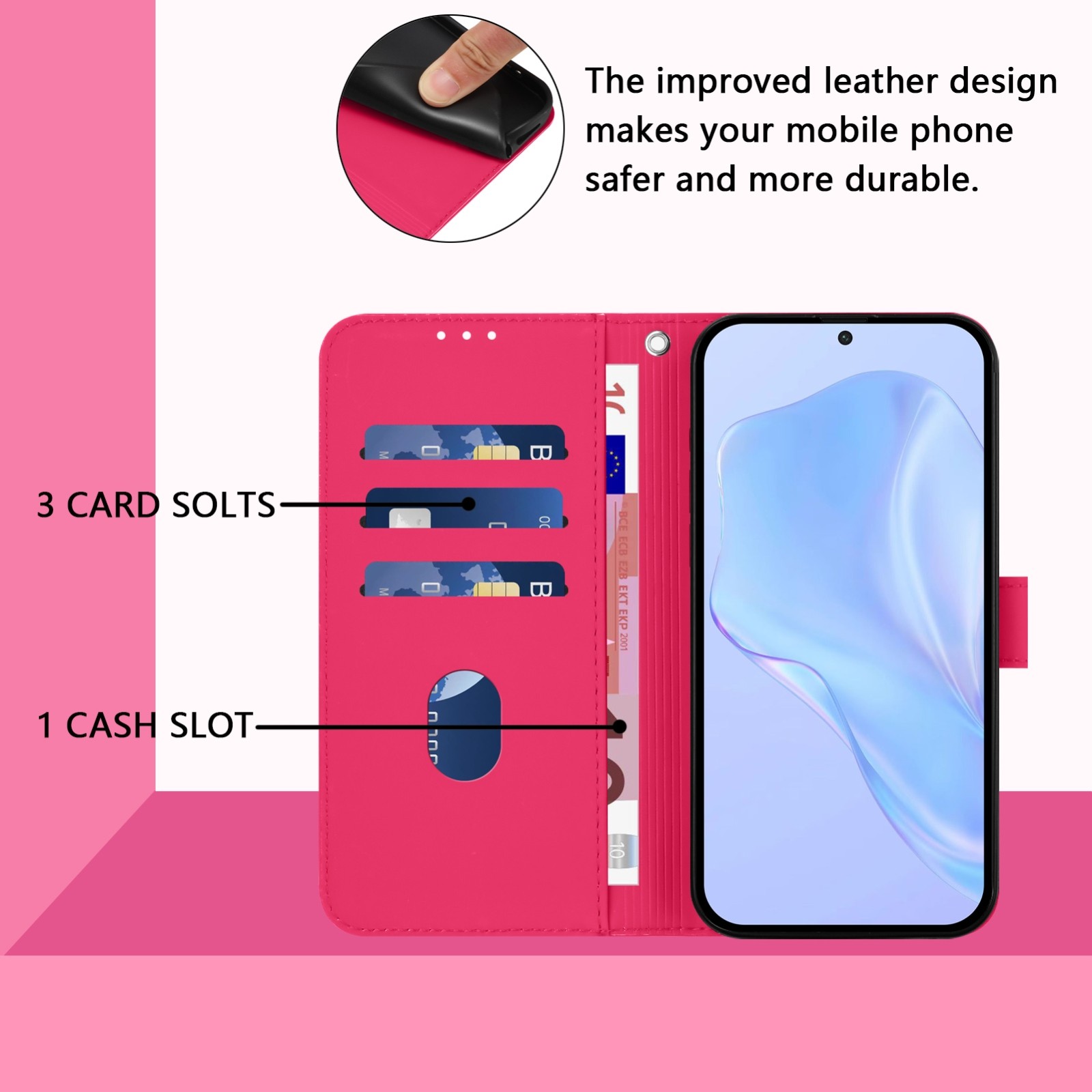 Tel1 TCL 306 / 305 / 30 SE / 30 E Skin Feel Solid Color Θήκη Βιβλίο - Rose Red
