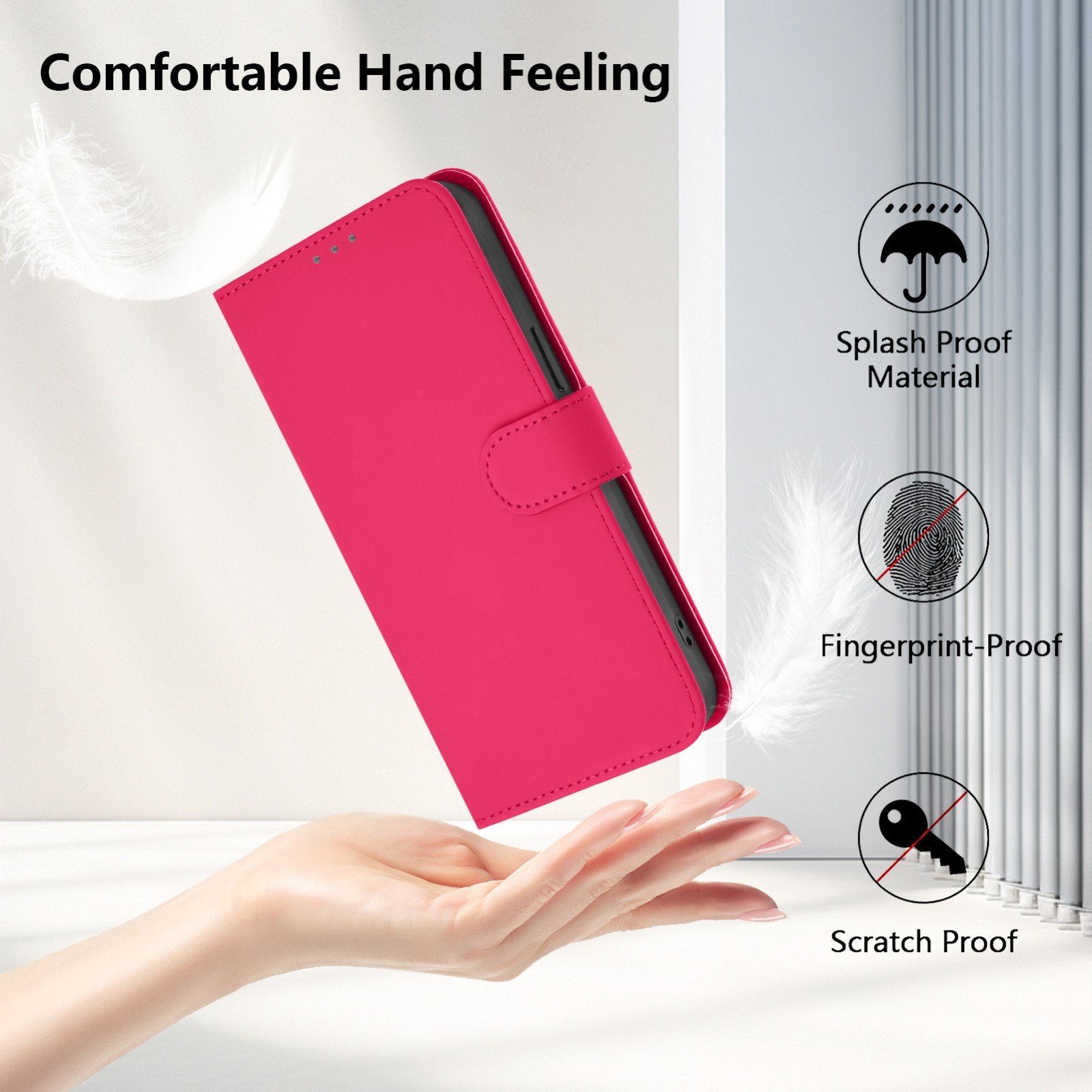 Tel1 TCL 306 / 305 / 30 SE / 30 E Skin Feel Solid Color Θήκη Βιβλίο - Rose Red