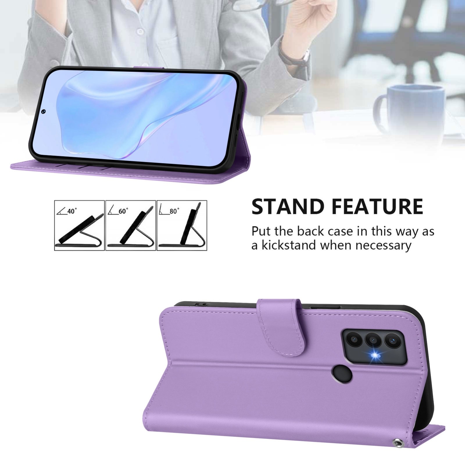 Tel1 TCL 306 / 305 / 30 SE / 30 E Skin Feel Solid Color Θήκη Βιβλίο - Purple