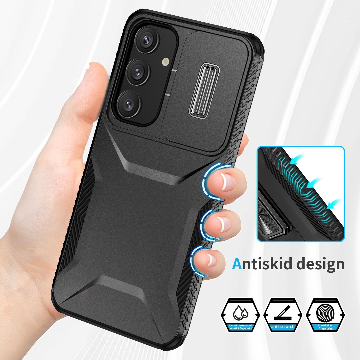 Forcell Samsung Galaxy S24 5G / S25 5G Sliding Camshield Θήκη Σκληρή - Black