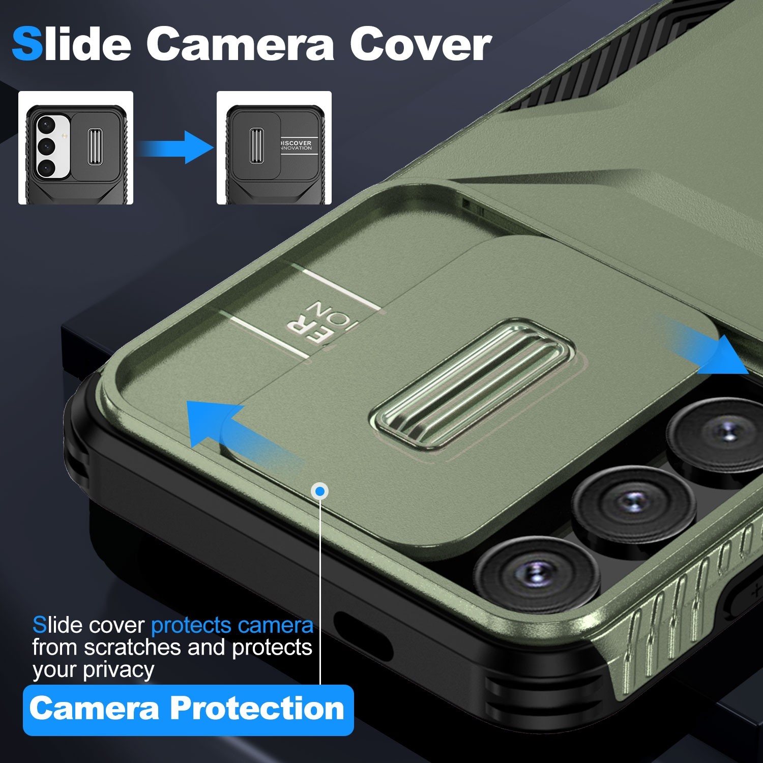 Forcell Samsung Galaxy S24 5G / S25 5G Sliding Camshield Θήκη Σκληρή - Green