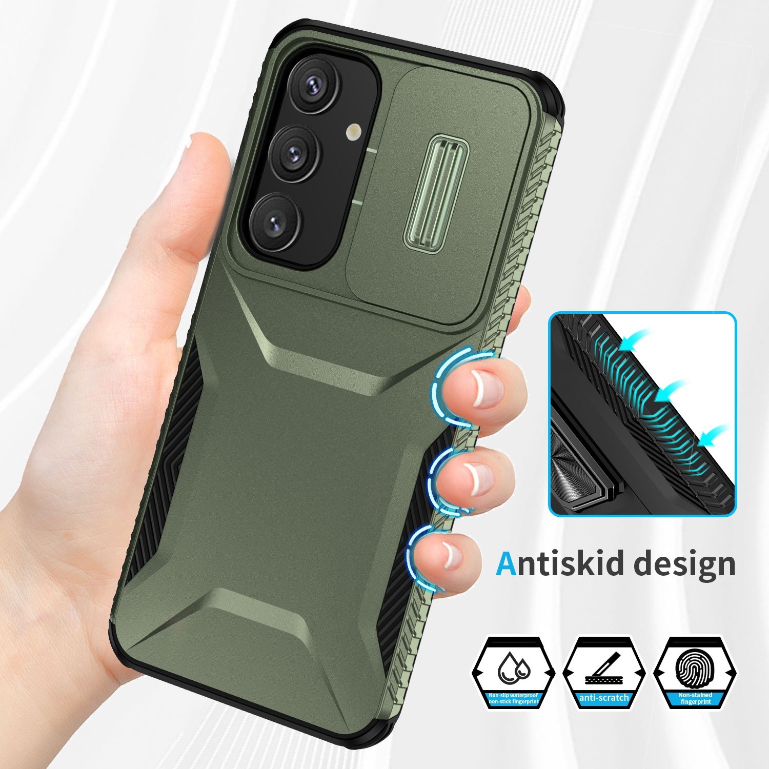 Forcell Samsung Galaxy S24 5G / S25 5G Sliding Camshield Θήκη Σκληρή - Green