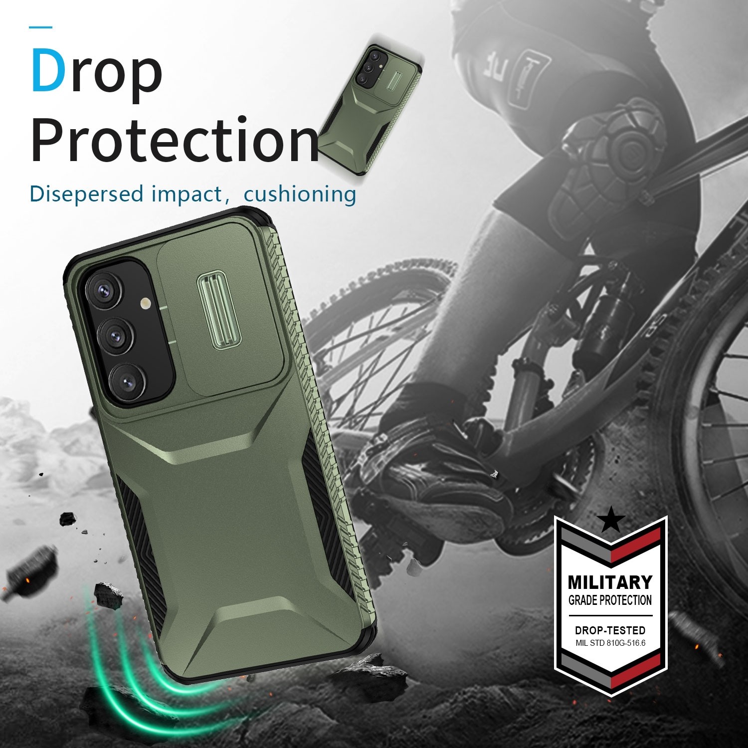 Forcell Samsung Galaxy S24 5G / S25 5G Sliding Camshield Θήκη Σκληρή - Green