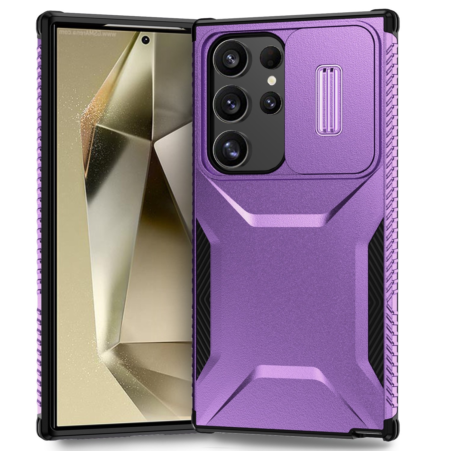 Forcell Samsung Galaxy S24 Ultra 5G Sliding Camshield Θήκη Σκληρή - Purple